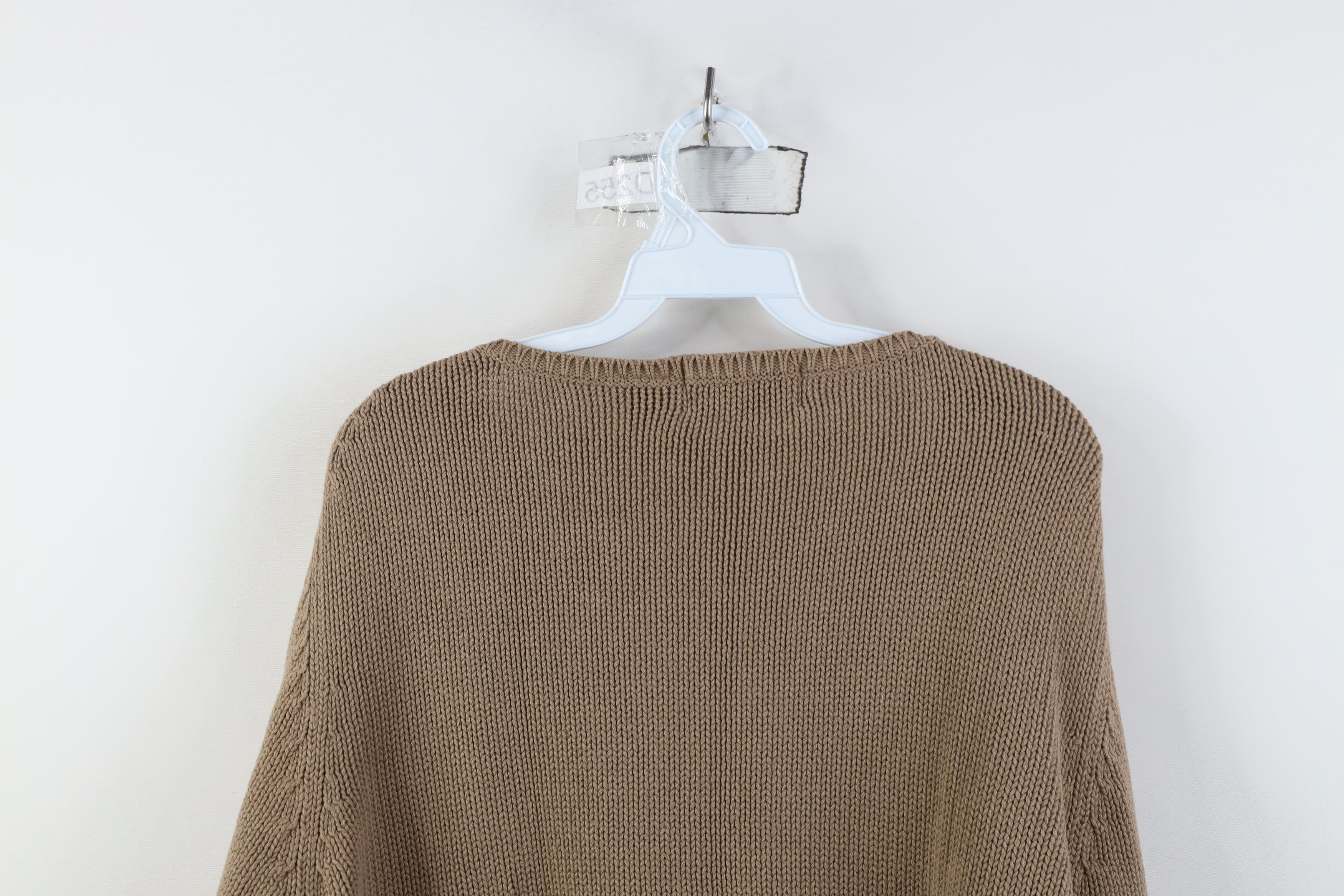 Vintage Vinage 90s Streetwear Blank Cotton Ribbed Knit Sweater Beige Size M / US 6-8 / IT 42-44 - 11 Thumbnail