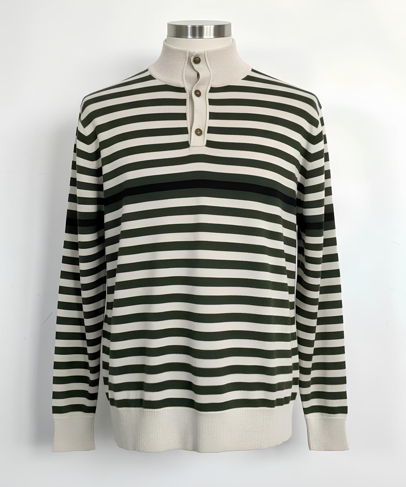 Gucci GUCCI Sweater Vintage Striped Jumper Black Green Beige Size US M / EU 48-50 / 2 - 1 Thumbnail