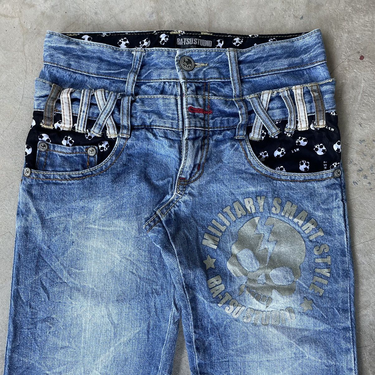 Hysteric Glamour 2000s Batsu Studio Skull Poem Double Waist Punk Jeans Size US 29 - 4 Thumbnail