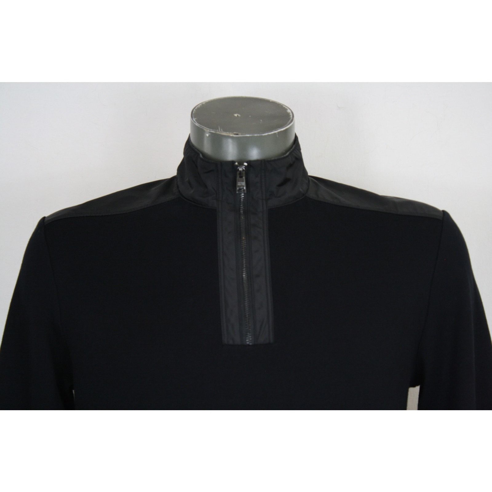 Hugo Boss BOSS Hugo Boss Quarter Zip Sweater Black Mock Neck Pullover Size US M / EU 48-50 / 2 - 2 Thumbnail