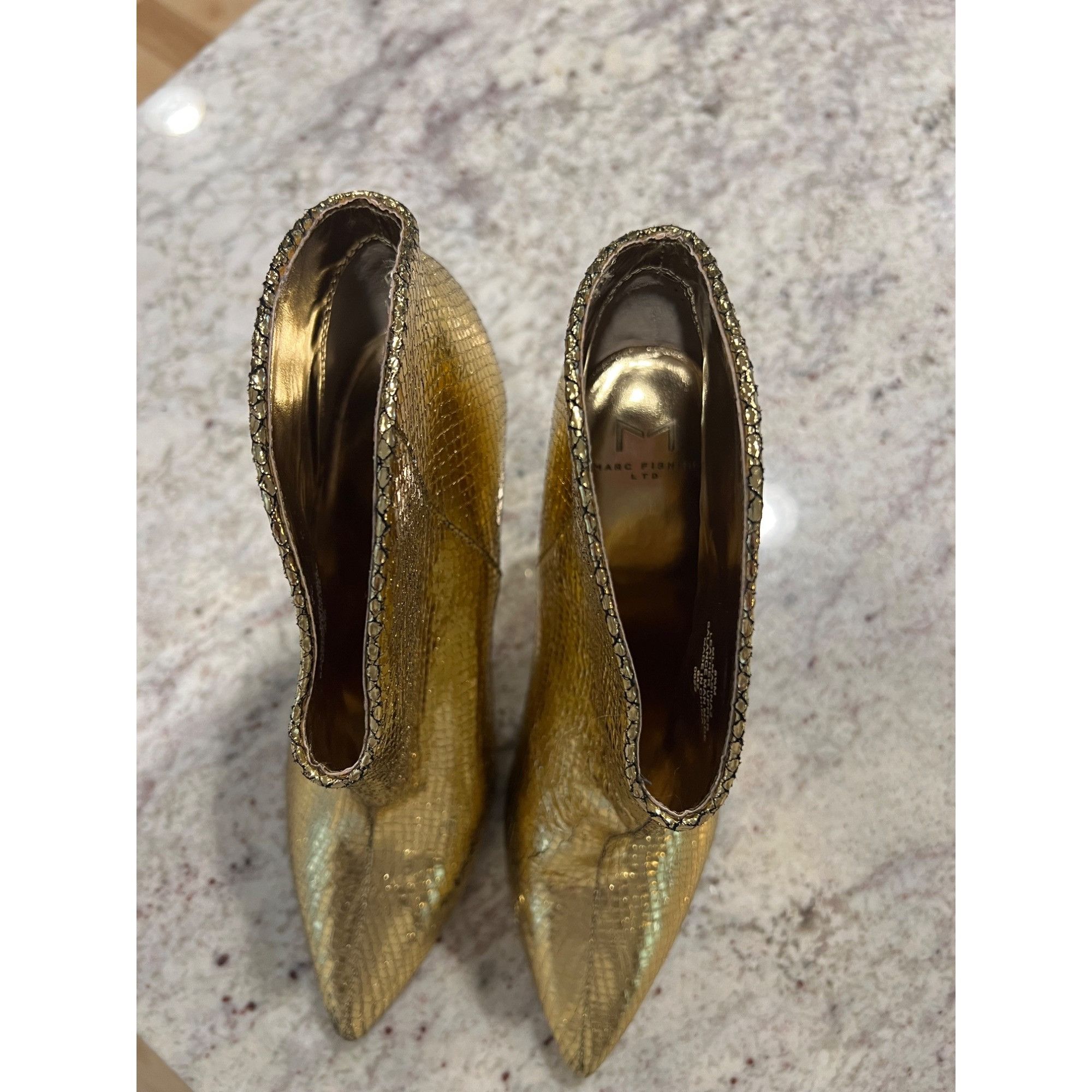Marc Fisher Marc Fisher Women's Masina Gold High Heel Booties - Size 8.5 Size US 8.5 / IT 38.5 - 8 Thumbnail