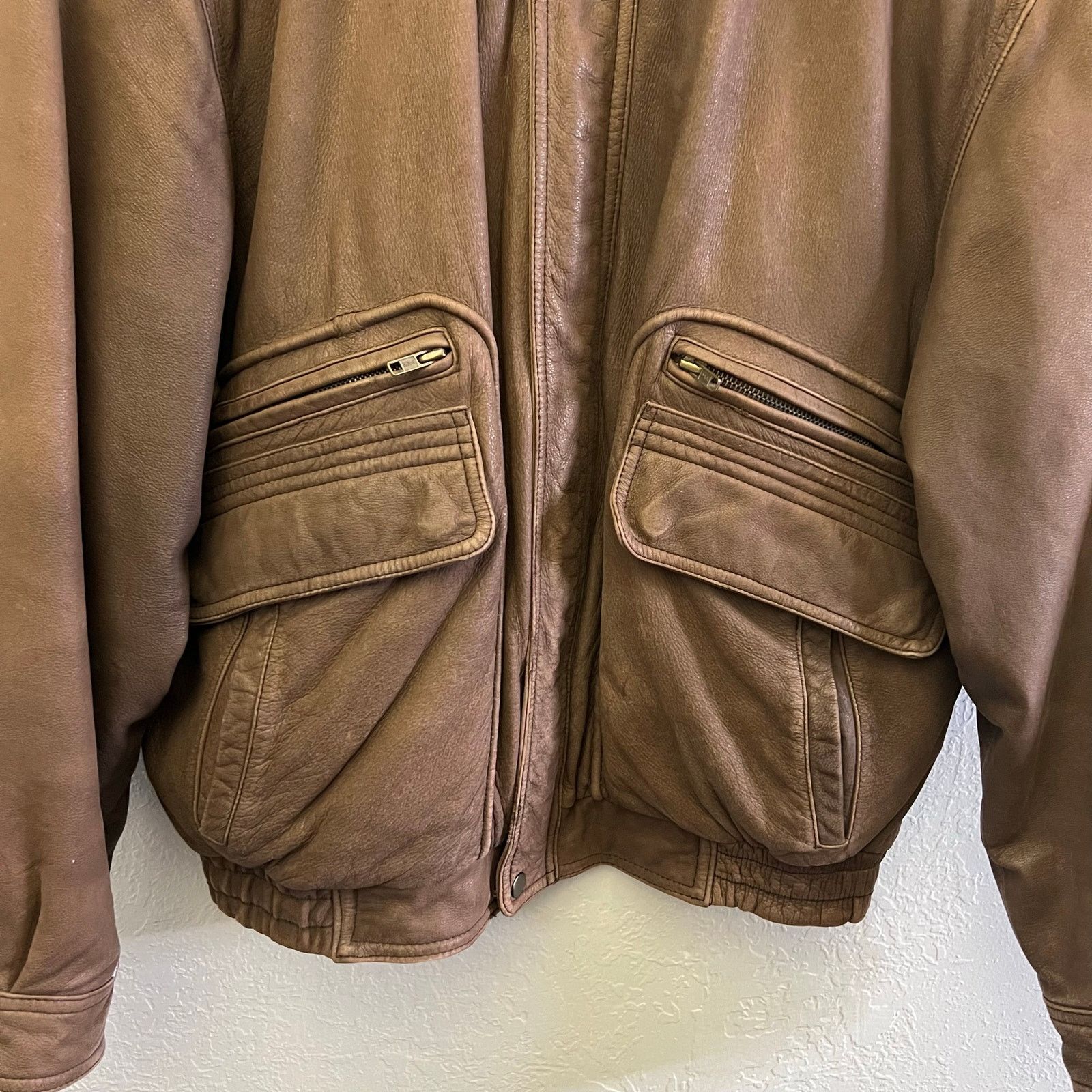 Vintage INC Leather Jacket Brown Zip Snap Front Quilted Lined Mens L Size US L / EU 52-54 / 3 - 19 Thumbnail
