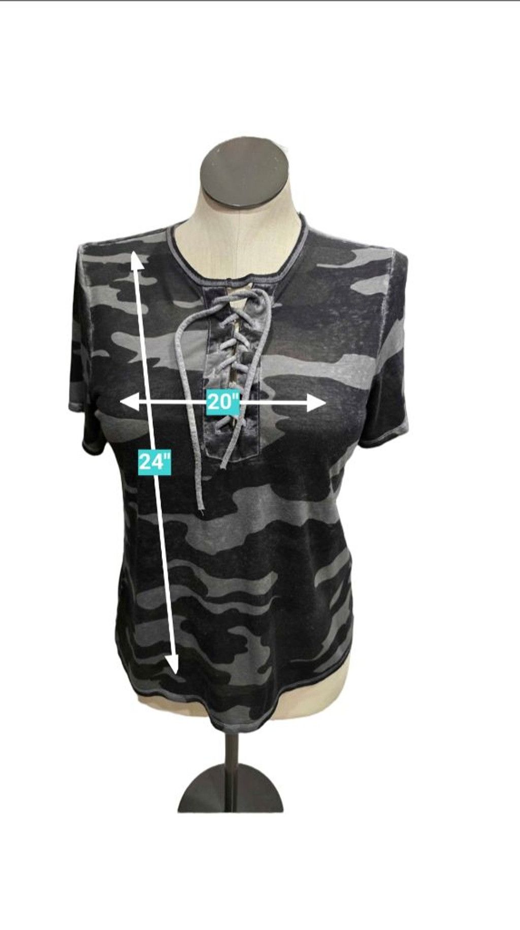 Lucky Brand Women's Lucky Brand Camo Lace-Up Short Sleeve Tee M Black Size M / US 6-8 / IT 42-44 - 4 Thumbnail