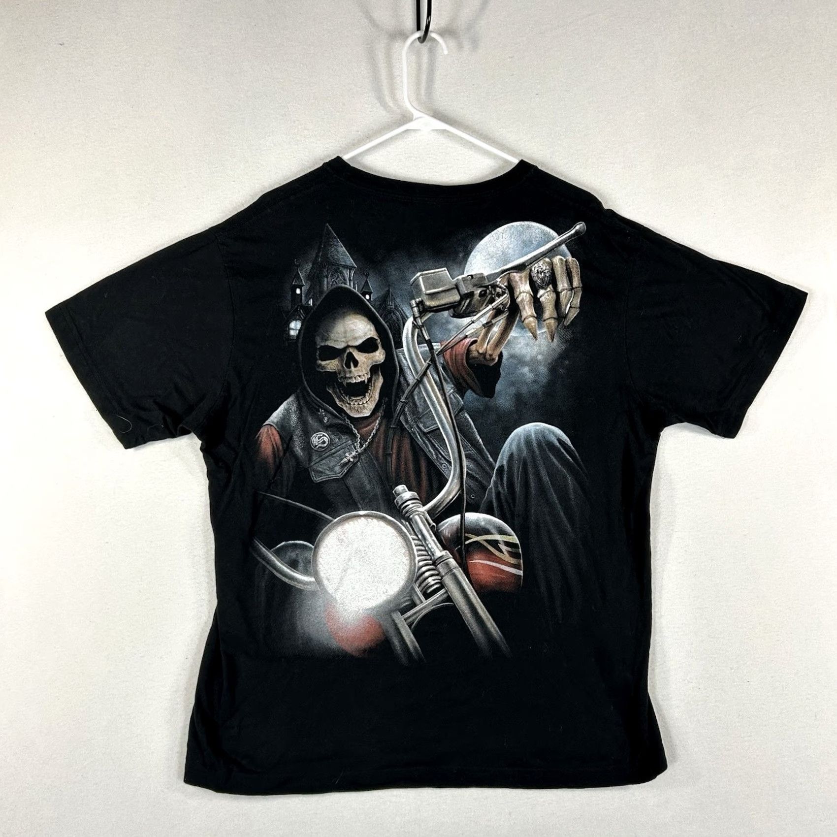 Vintage Spiral Direct Graphic Print T-shirt Mens Large Biker Motorcycle Skull Black Tee Size US L / EU 52-54 / 3 - 5 Thumbnail