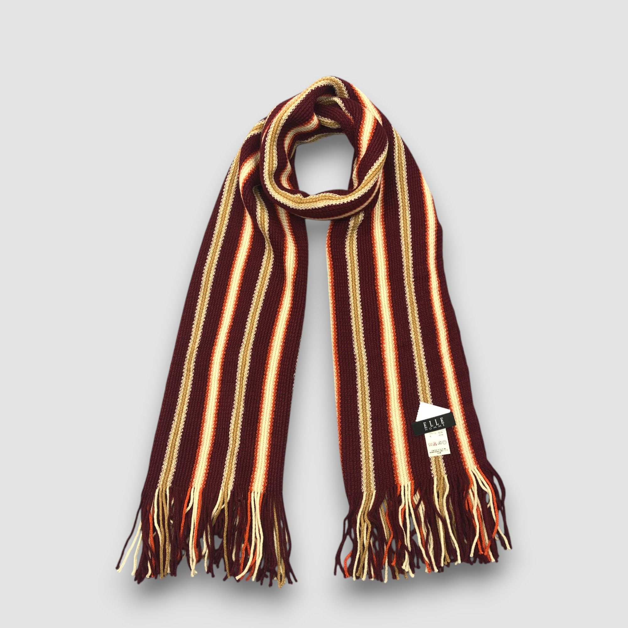 Vintage Elle Scarf Muffler Wool Ribbed Knit Winter Scarves