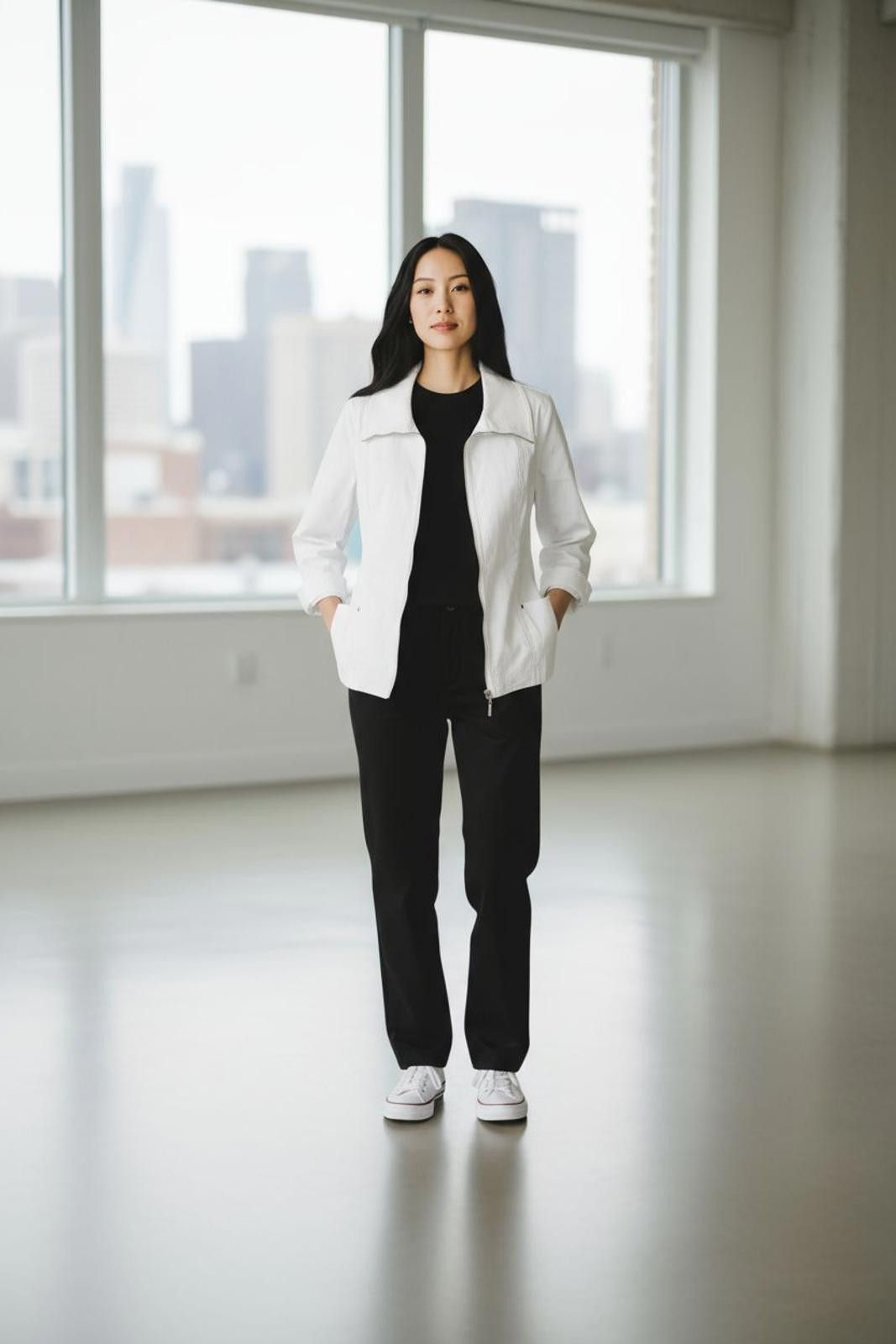 Other JM Collection White Women's Utility Jacket wFull Zip/Pockets Size L / US 10 / IT 46 - 2 Thumbnail