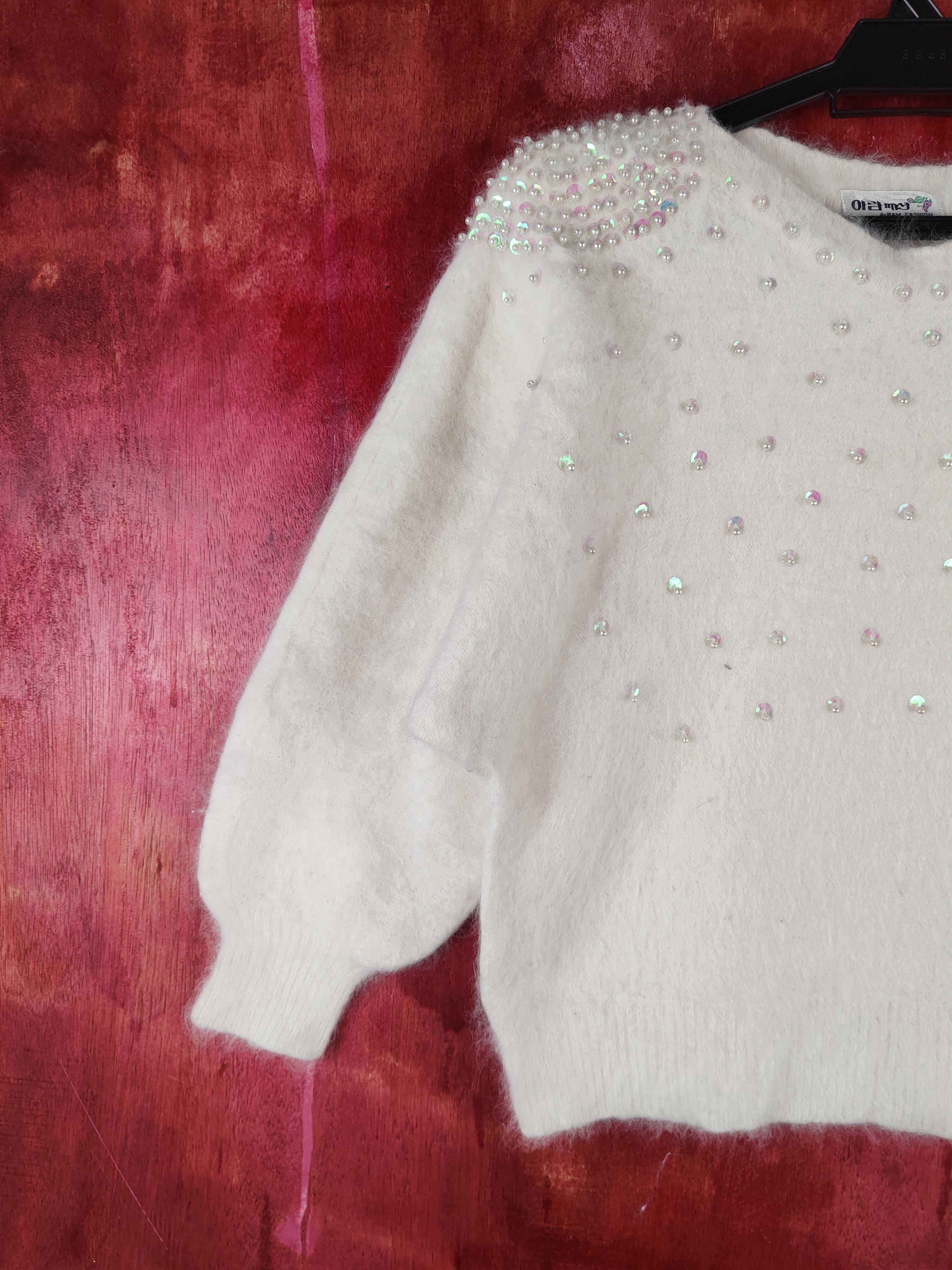Homespun Knitwear A-Ram White Shag Shaggy Fur Mohair Knitwear #S2182 Size S / US 4 / IT 40 - 5 Thumbnail