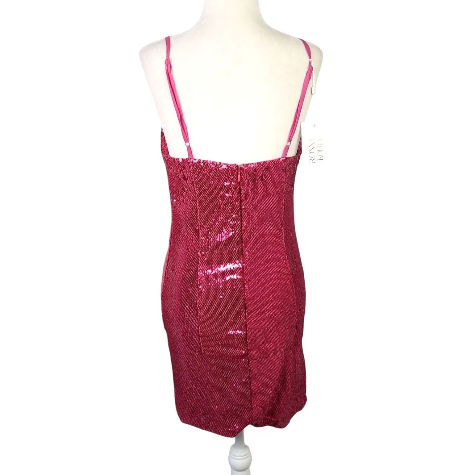 Ronny Kobo Torn by Ronny Kobo Lindsay Dress Tulip Pink Sequin Bow Mini Dress M NWT Women Sleeveless Short Formal Party/Cocktail Size M / US 6-8 / IT 42-44 - 4 Thumbnail