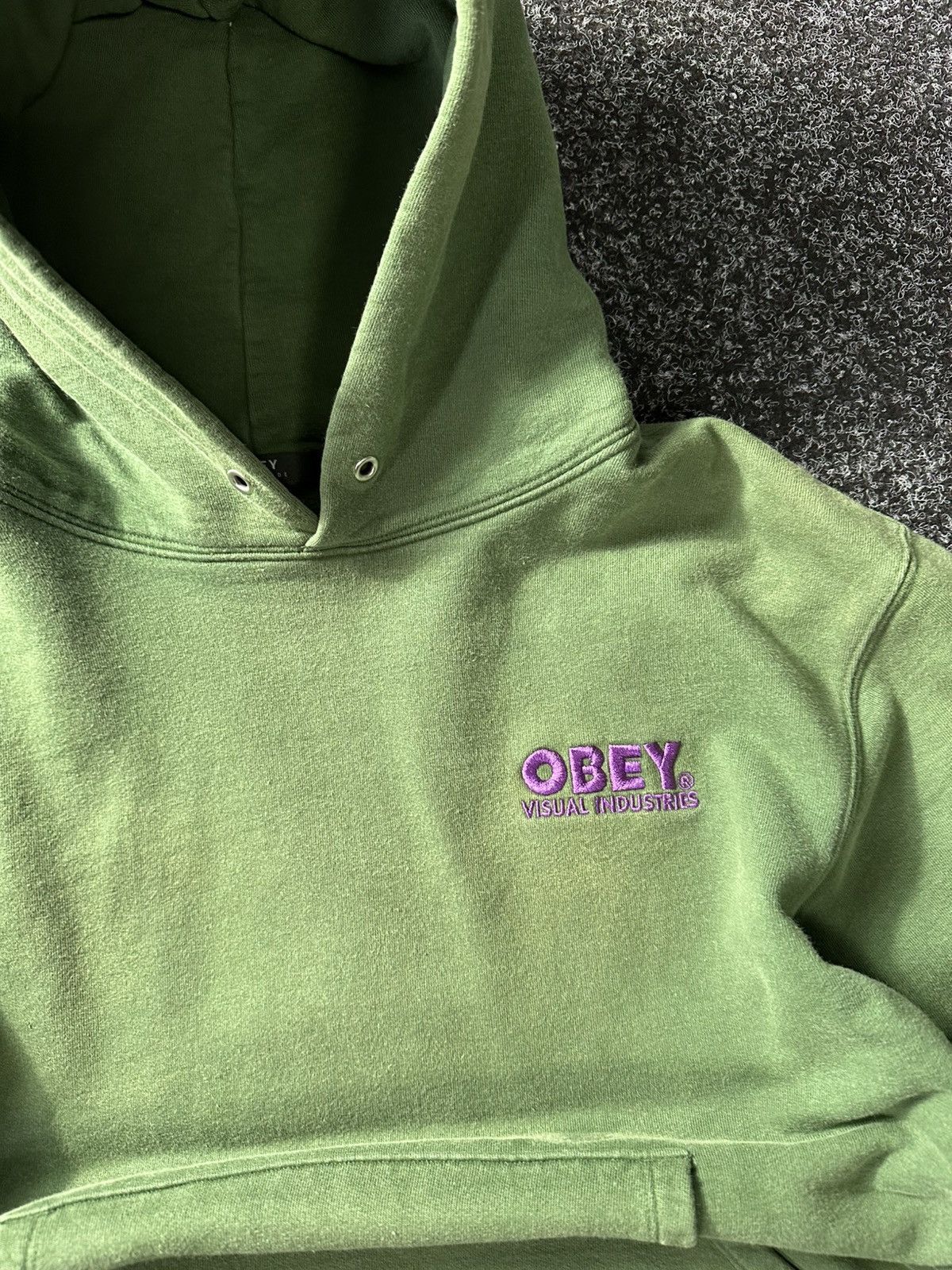Obey × Vintage 🚨OBEY PULLOVER BOXY VINTAGE HOODIE GREEN SK8 FADED Y2K Size US M / EU 48-50 / 2 - 4 Thumbnail