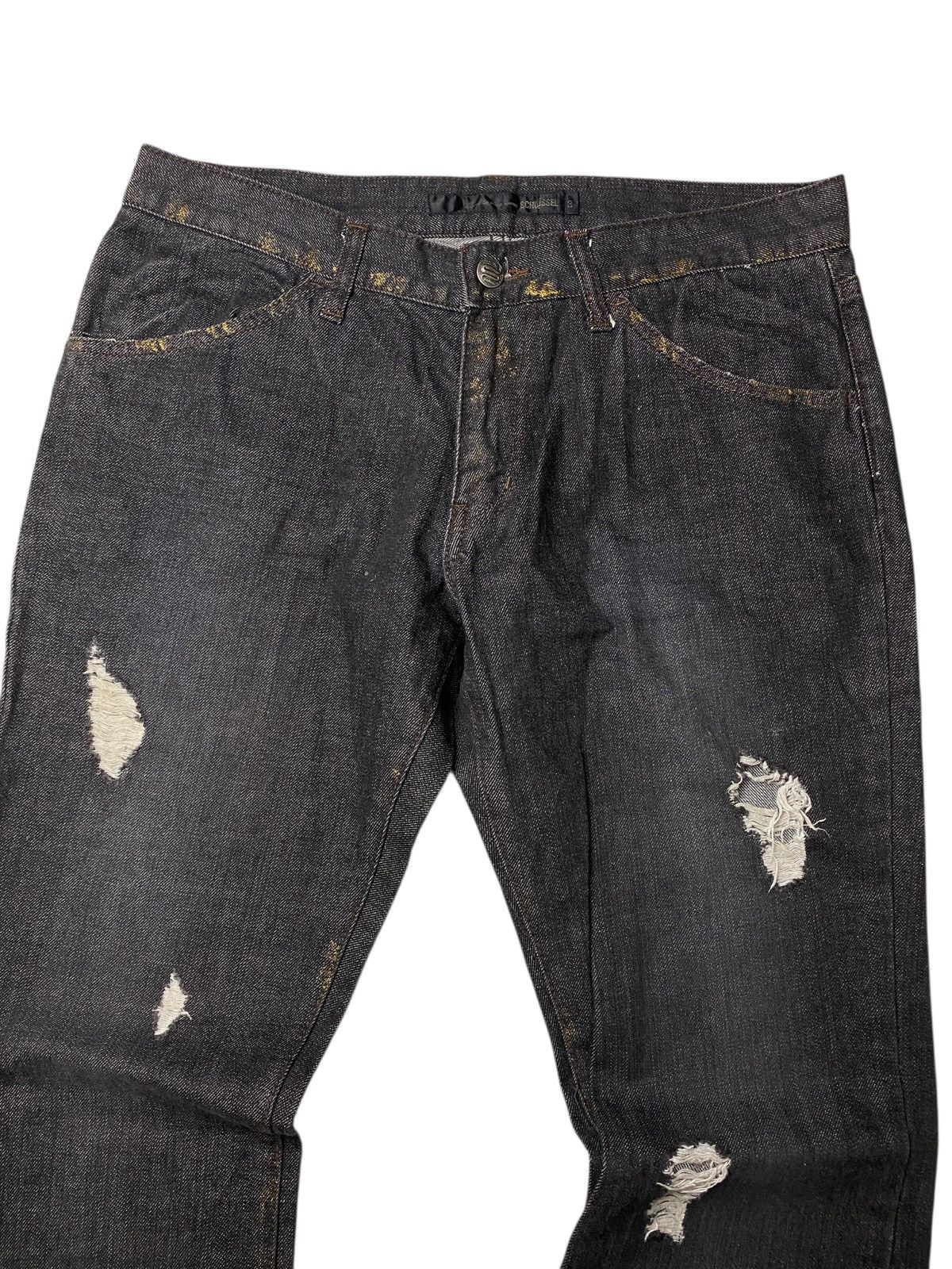 If Six Was Nine 2000's Schlussel Distressed Waxed Gold Flared Jeans Size US 31 - 2 Thumbnail