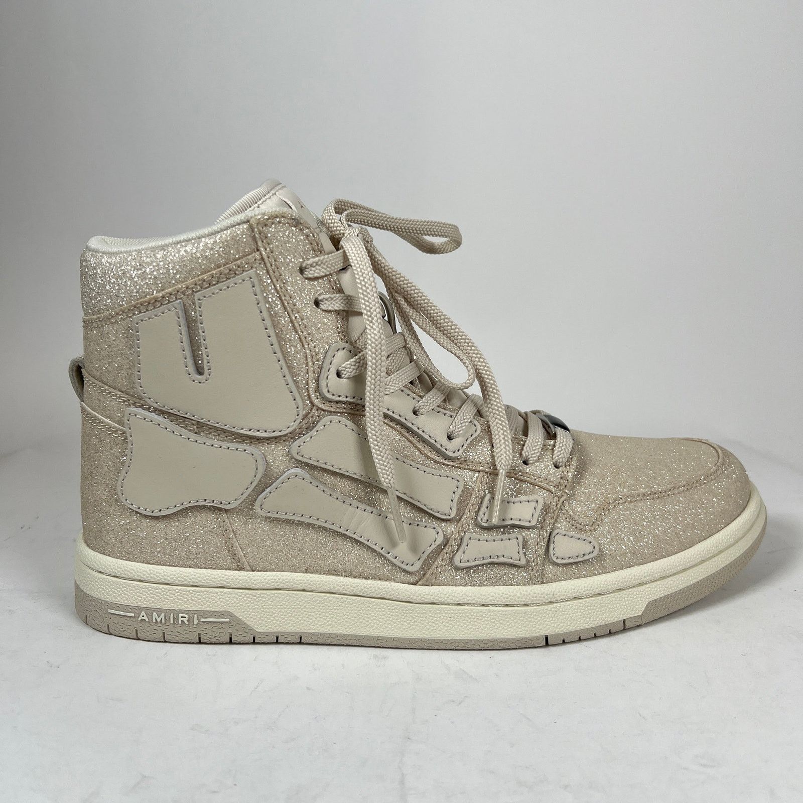 Amiri Amiri Beige Glitter Skel Hi-Top Sneaker Size 44 Size US 11 / EU 44 - 1 Thumbnail