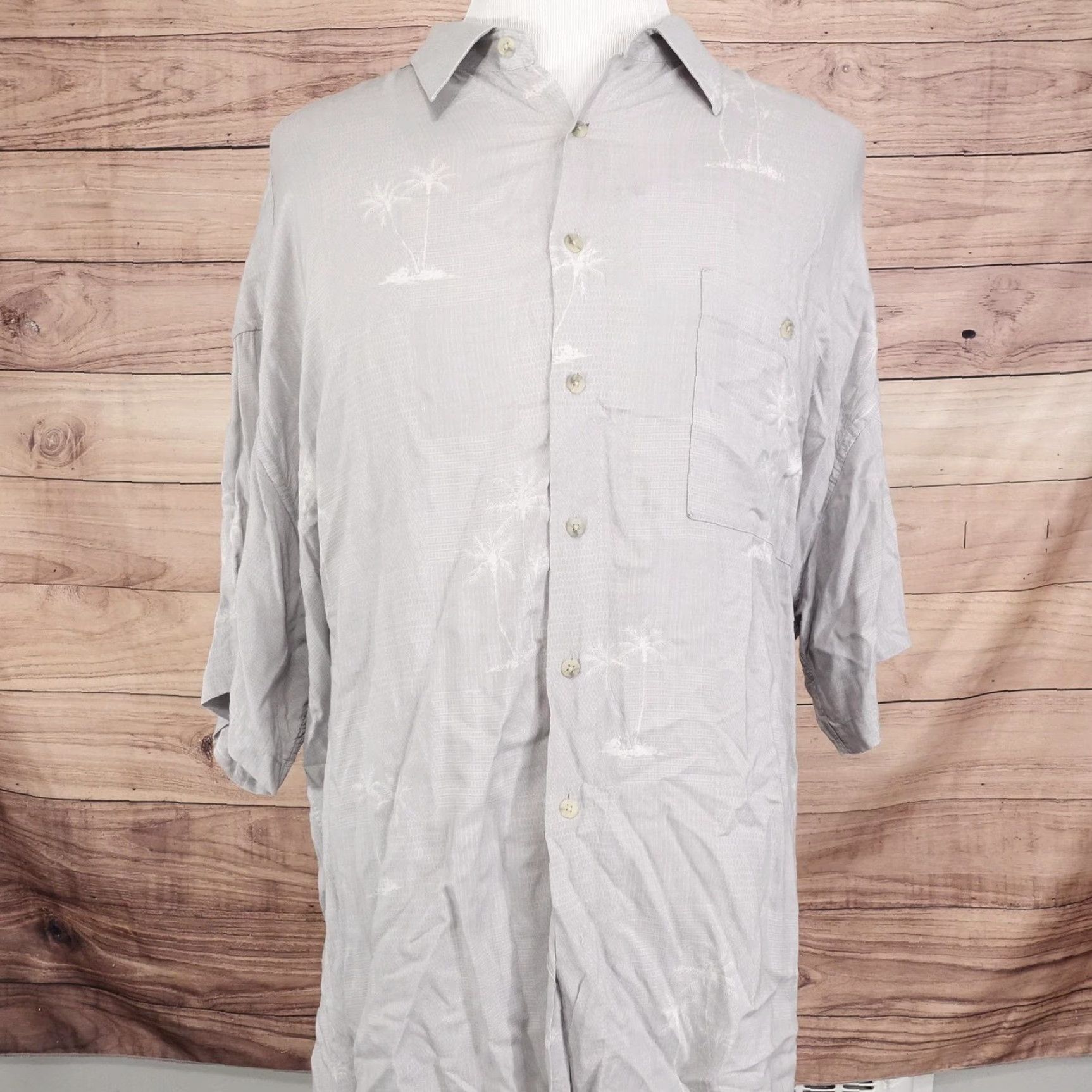 Pierre Cardin VINTAGE Pierre Cardin Shirt Mens 3XL Gray Rayon Palm Tree Hawaiian Camp Shirt Casual Size US XXL / EU 58 / 5 - 3 Thumbnail