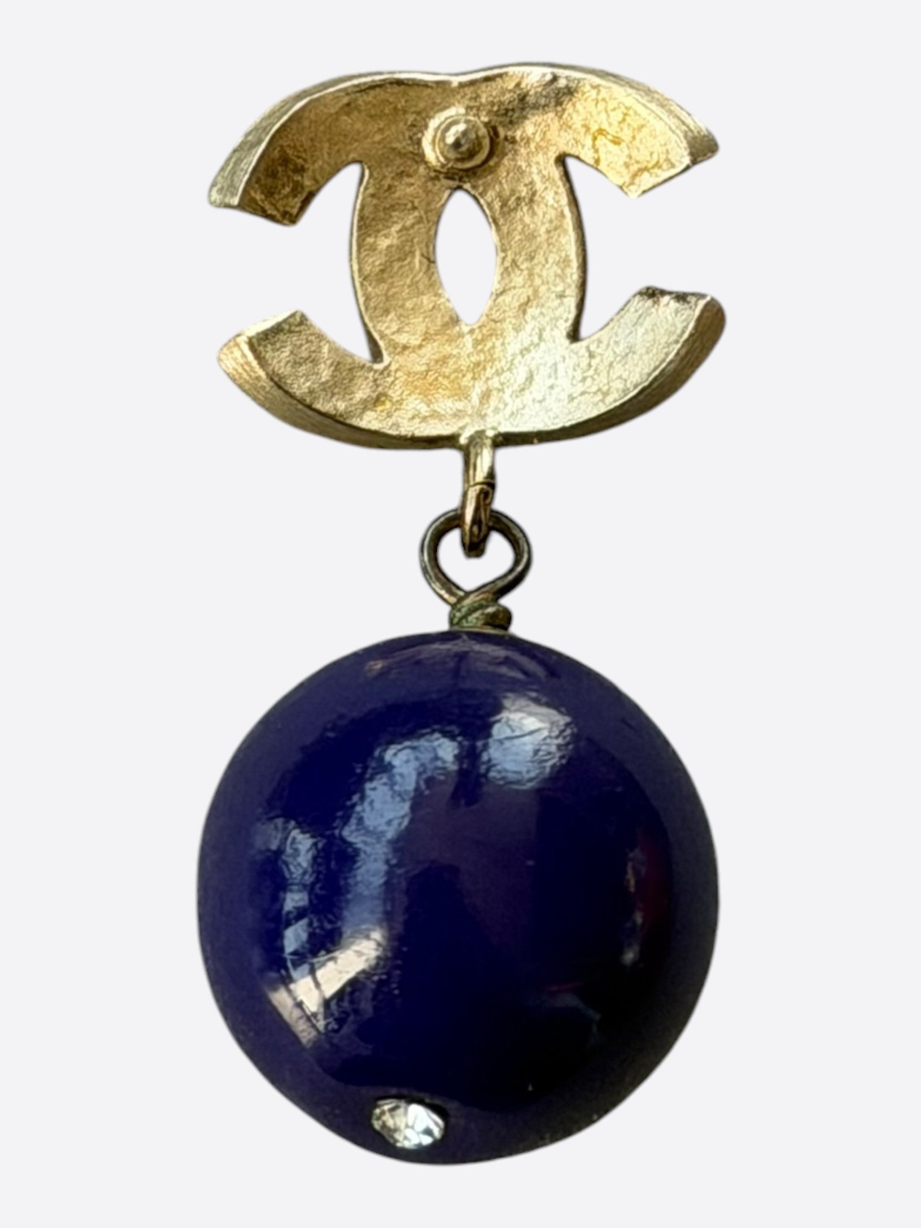 Chanel Chanel Blue & Crystal CC Logo Bead Earrings Size ONE SIZE - 2 Thumbnail