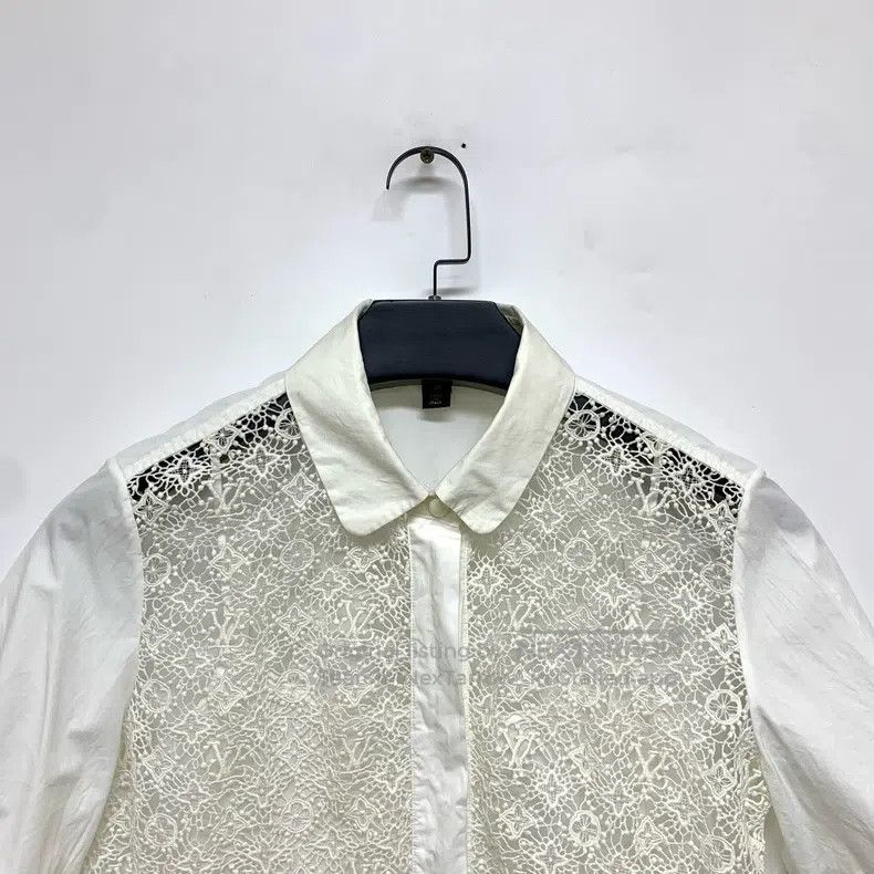 Louis Vuitton Louis Vuitton White Lace Short Sleeve Shirt Size XS / US 0-2 / IT 36-38 - 5 Thumbnail