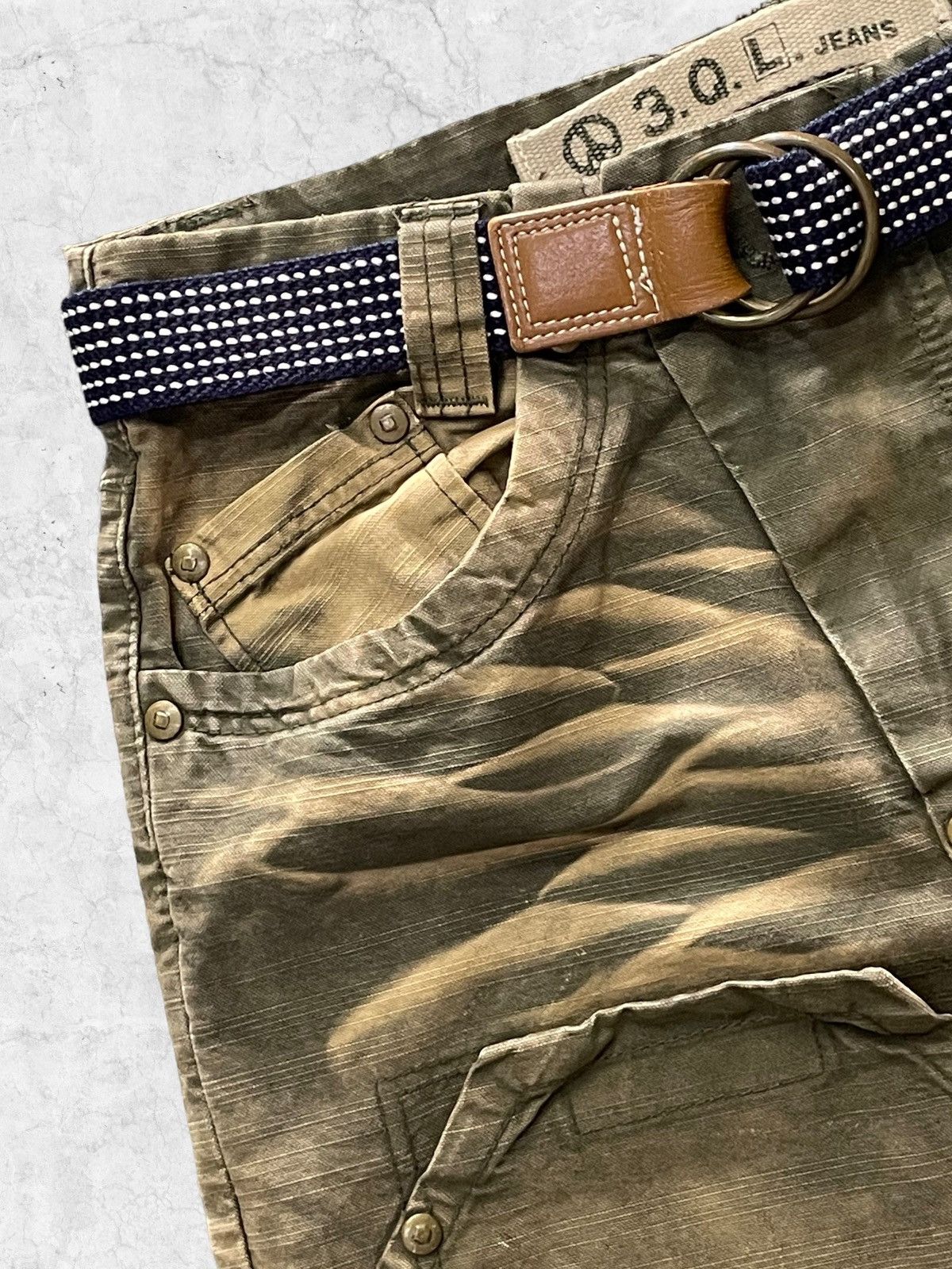 Vintage Vintage 3.Q.L Double Knee Cargo Faded With Shashiko Belt Size US 28 / EU 44 - 8 Thumbnail