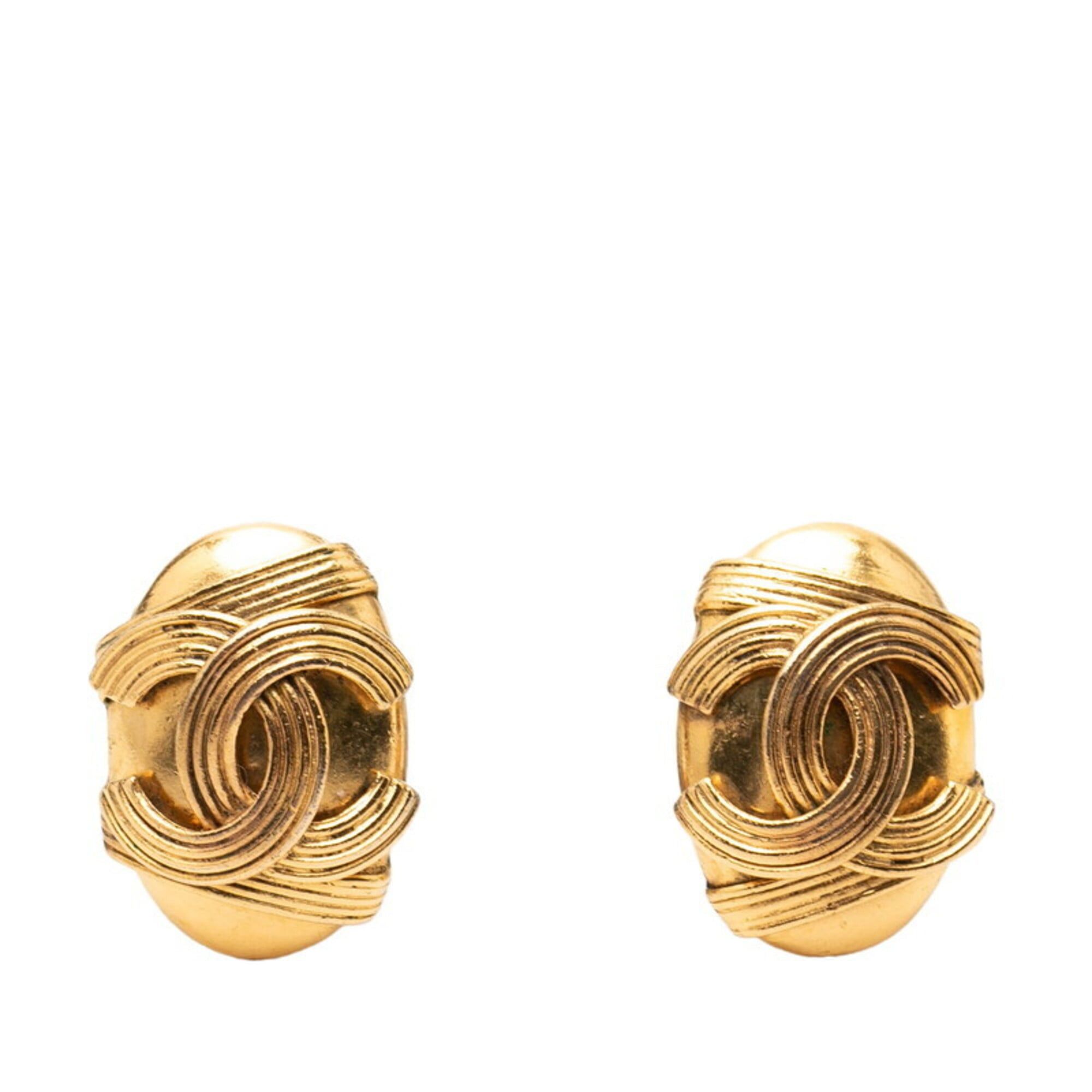 Chanel Chanel Coco Mark Vintage Oval Earrings, Gold Plated, Women's. Size ONE SIZE - 1 Thumbnail