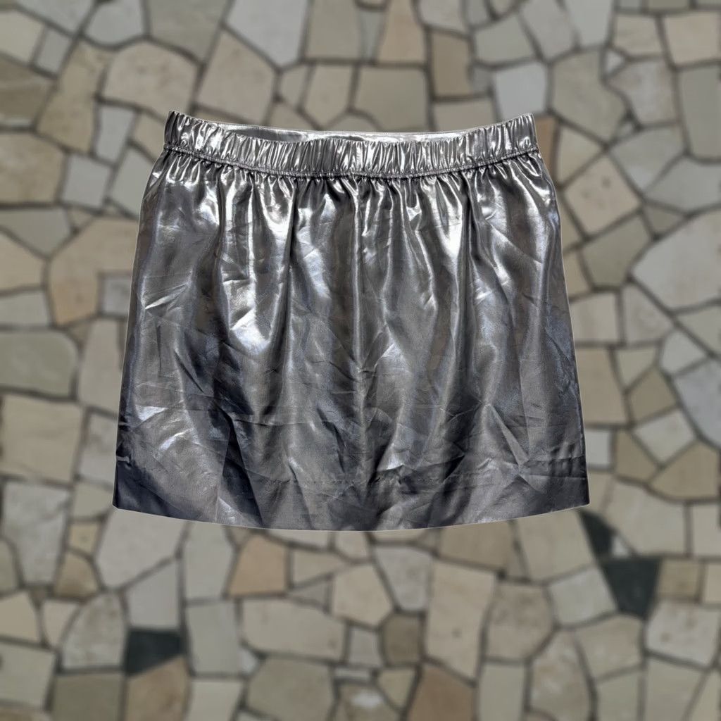 J.Crew J.CREW Metallic Silver Silk Blend Elastic Waist Mini Skirt Size 4 Women Size 27" / US 4 / IT 40 - 1 Thumbnail