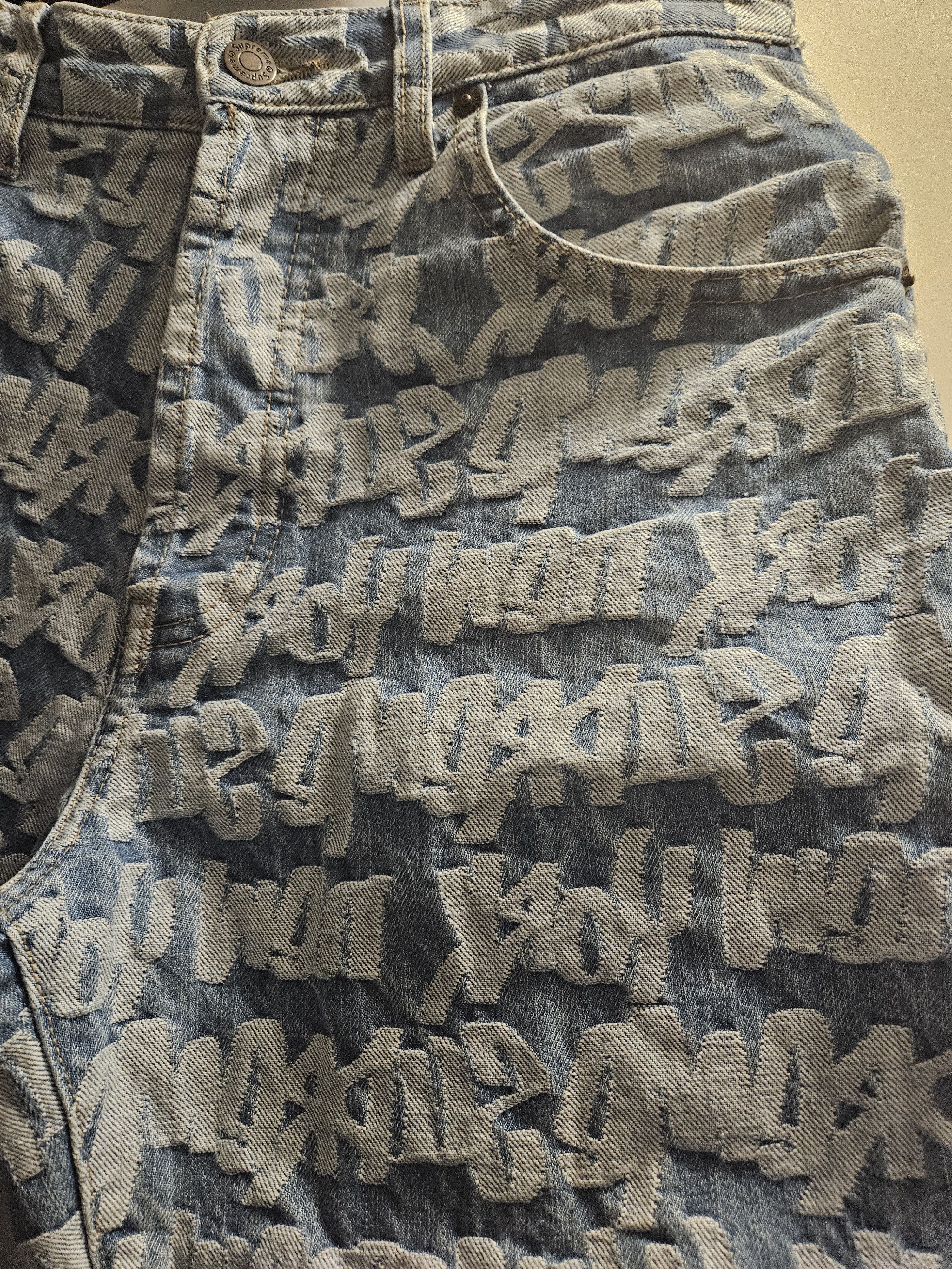 Supreme Supreme Fat Tip Jacquard Blue Denim Jeans Size US 31 - 4 Thumbnail