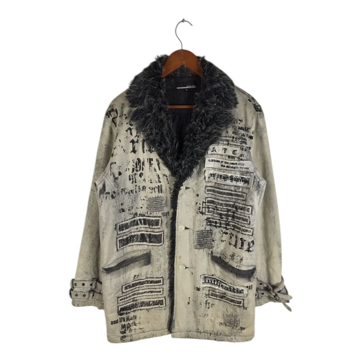 In The Attic IN THE ATTIC Punk Grunge Distressed Graffiti Faux Fur Jacket Size US M / EU 48-50 / 2 - 1 Thumbnail