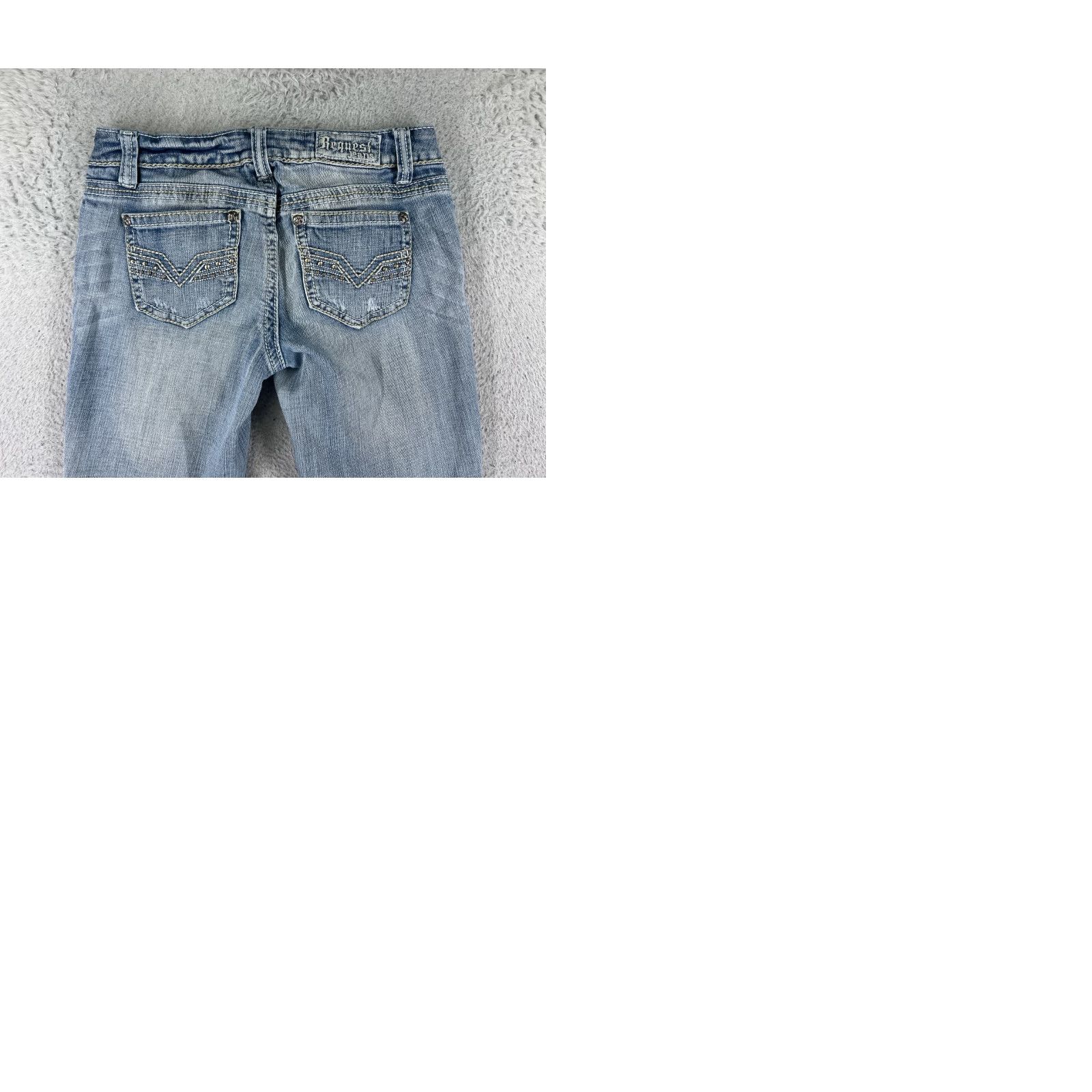 Vintage Request Jeans Womens 7 Blue Denim Bootcut Distressed Embroidered 27x28 Size 28" / US 6 / IT 42 - 10 Thumbnail