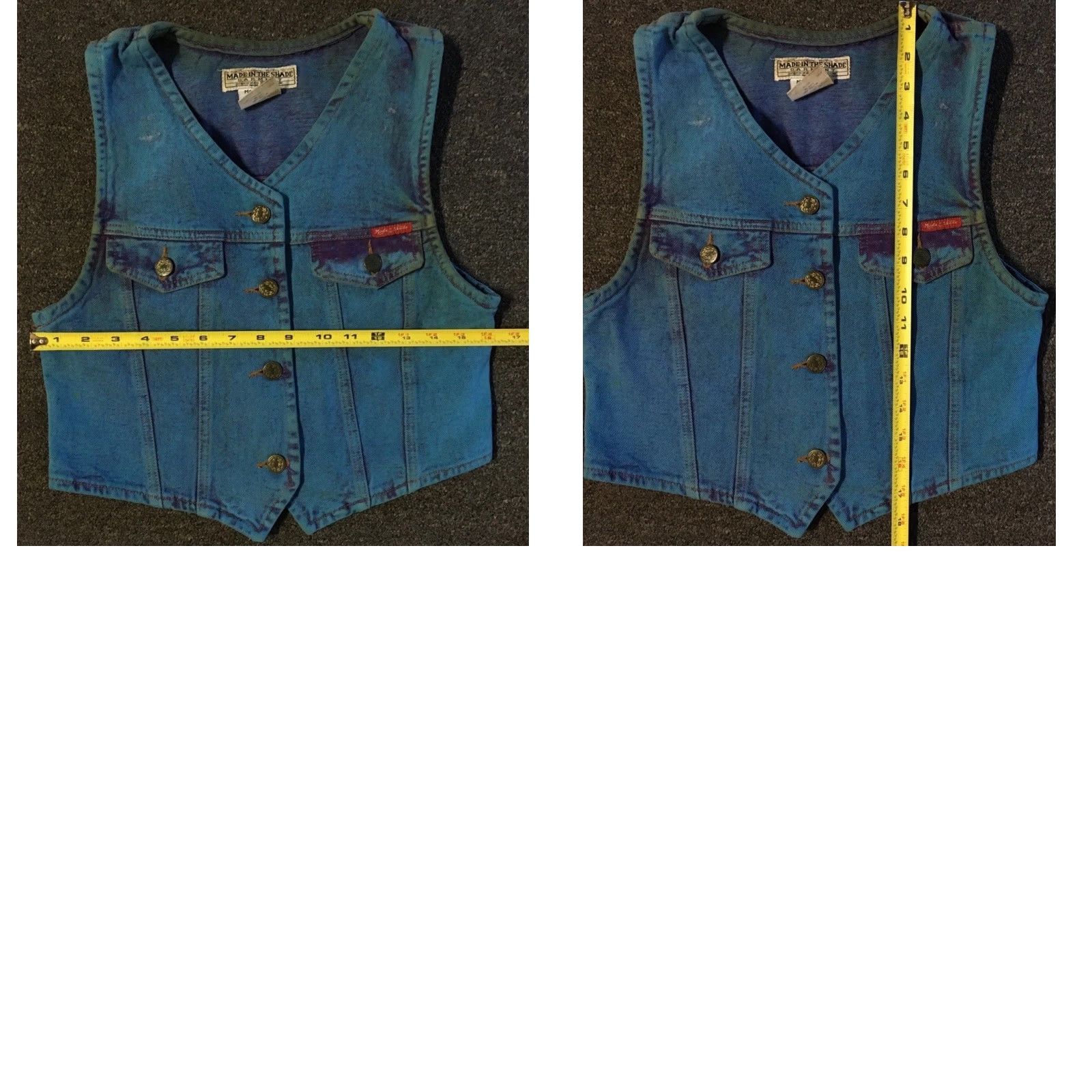 Denime VINTAGE Cowboy Denim Vest Women M Blue Heart Made In The Shade 80s 90s Bike Western Rockabilly Boho USA Jacket Size M / US 6-8 / IT 42-44 - 8 Thumbnail