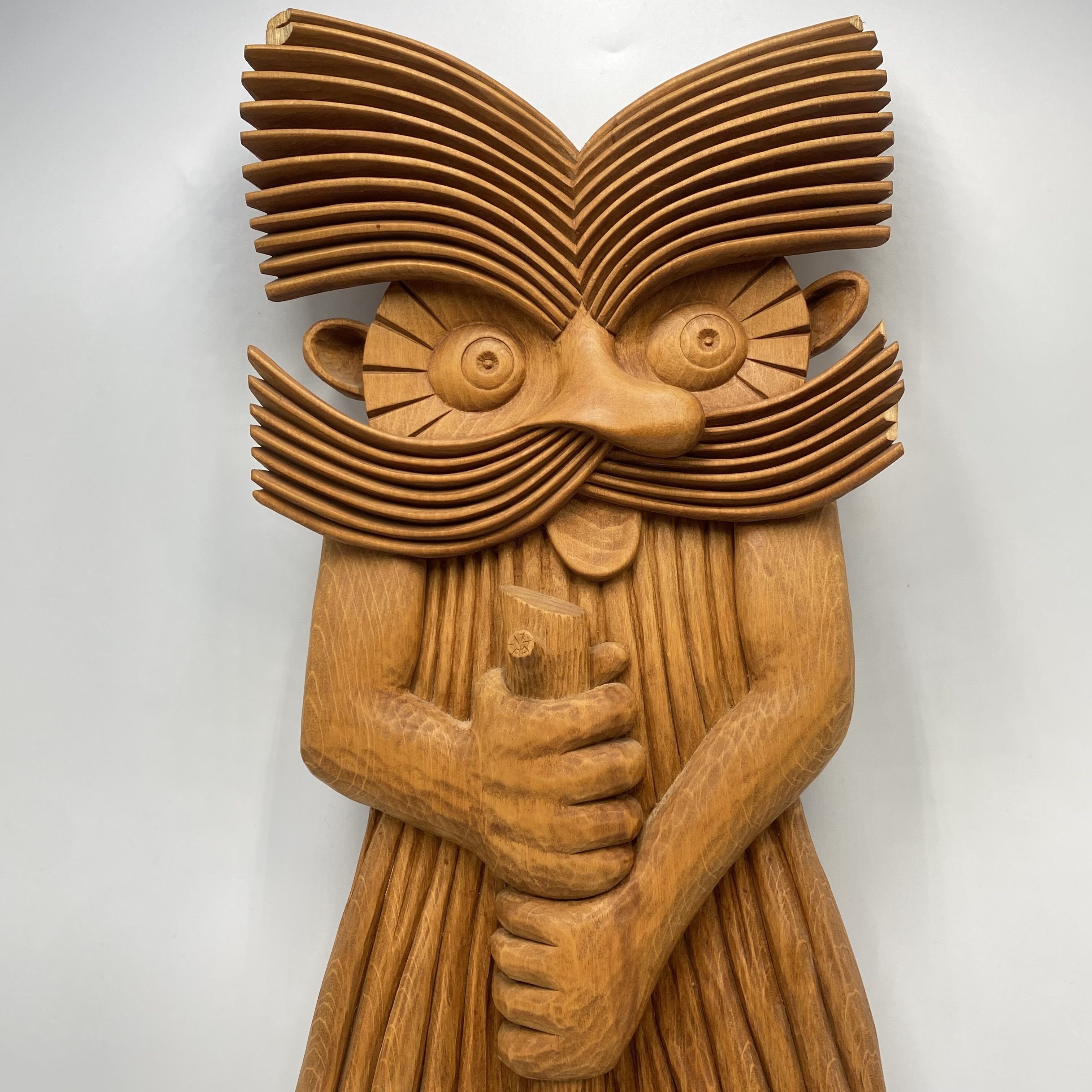 Vintage Hand Carved Wooden Figure Domovoi Wall Art Slavic Folk Art Size ONE SIZE - 3 Thumbnail