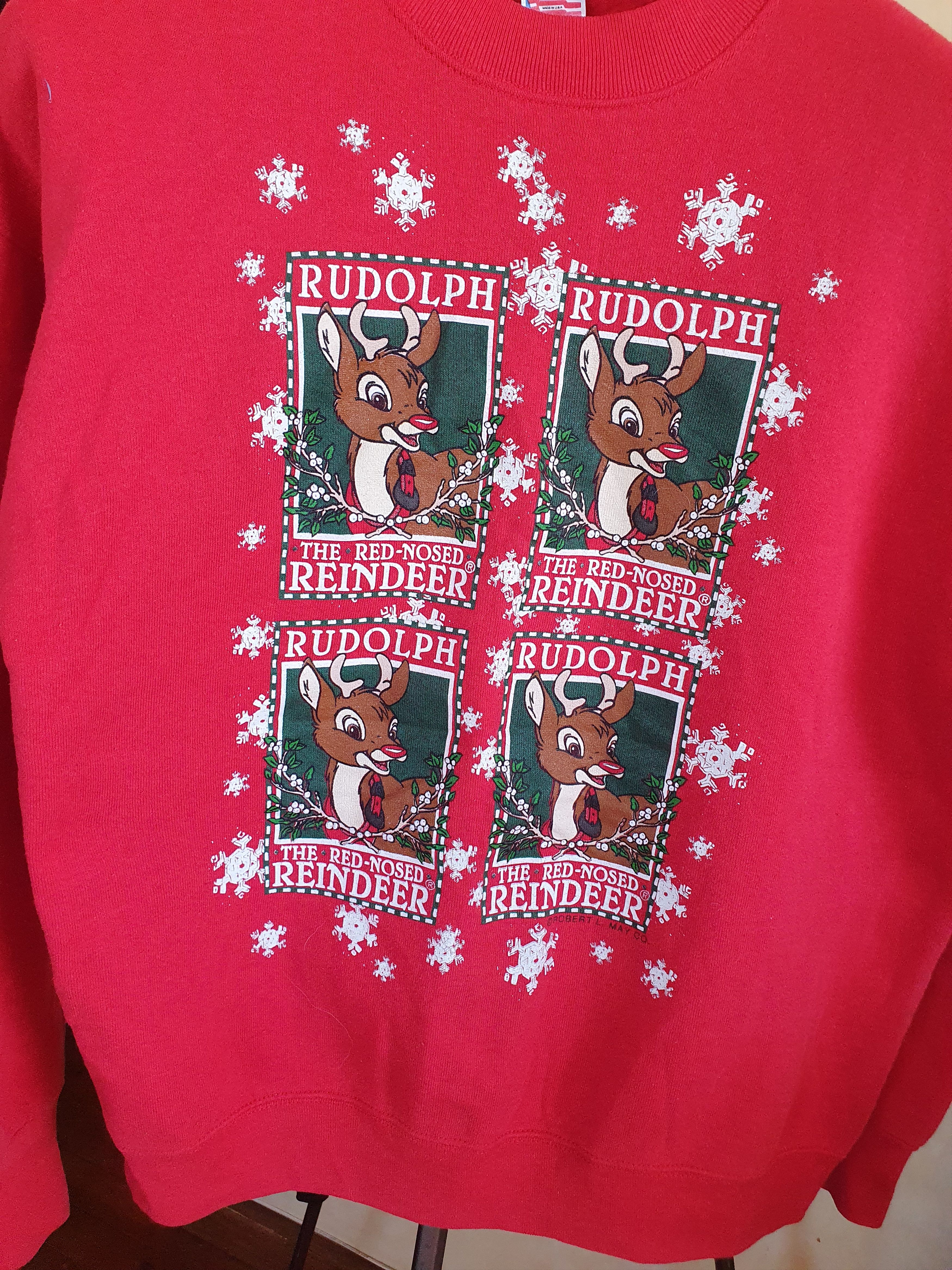 Fruit Of The Loom × Vintage Rudolph The Red Nosed Reindeer Vtg Sweatshirt Christmas L/M Size US L / EU 52-54 / 3 - 5 Thumbnail