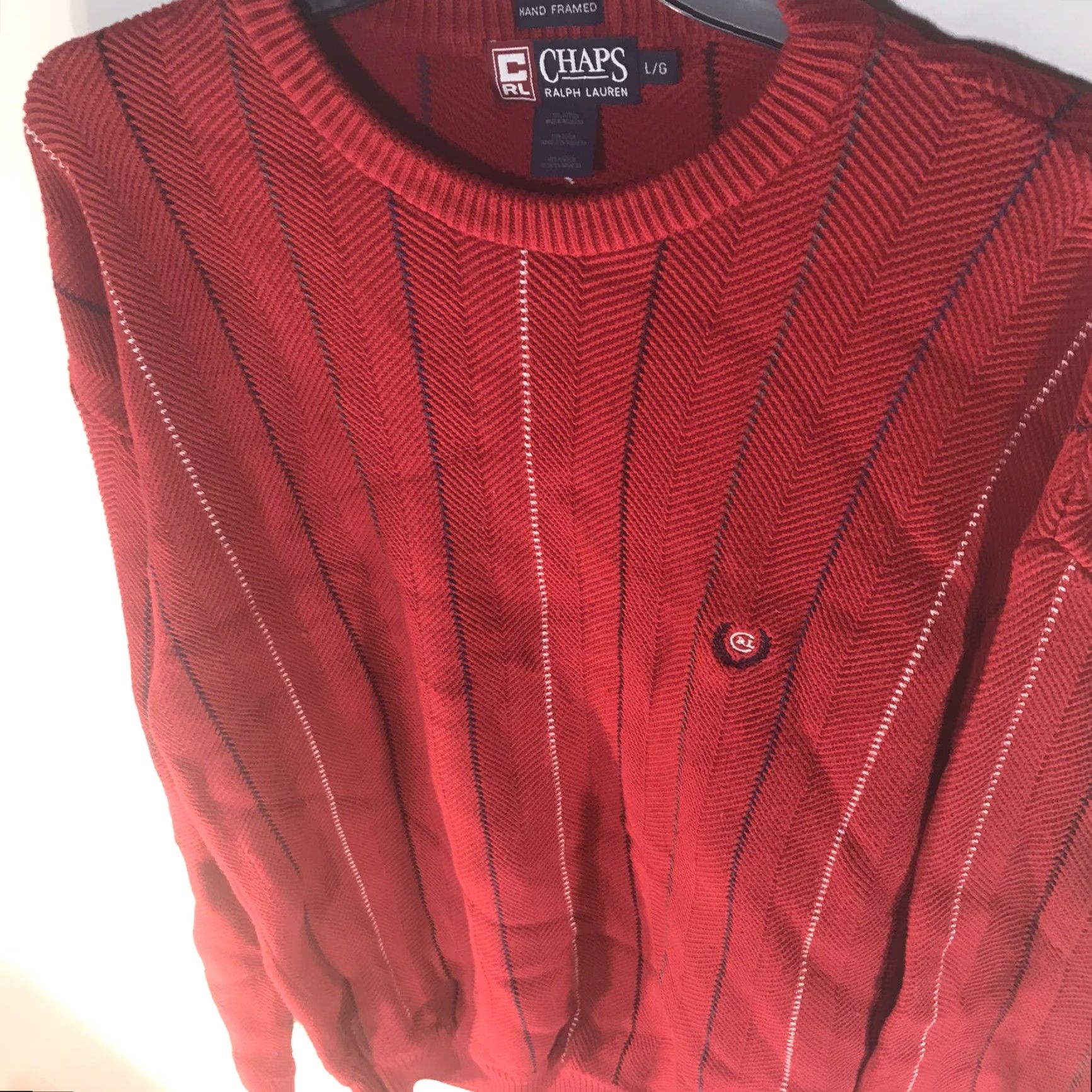 Ralph Lauren Chaps Ralph Lauren Chunky Knit Sweater Mens Size L Red Striped Pullover Classic 90s Preppy Size US L / EU 52-54 / 3 - 2 Thumbnail