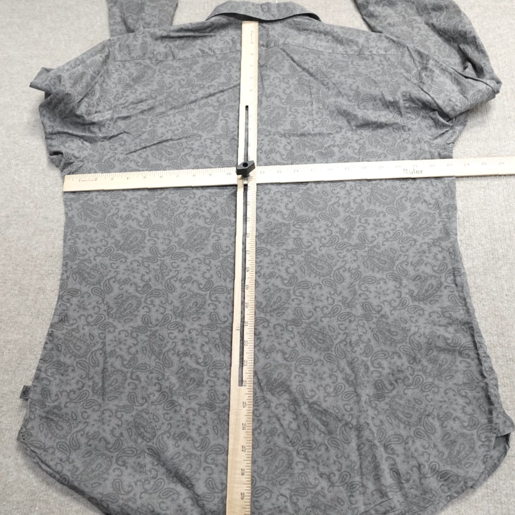 John Varvatos VINTAGE John Varvatos Shirt Gray Paisley Print All Over Cotton Long Sleeve (if vintage) Size US L / EU 52-54 / 3 - 6 Thumbnail