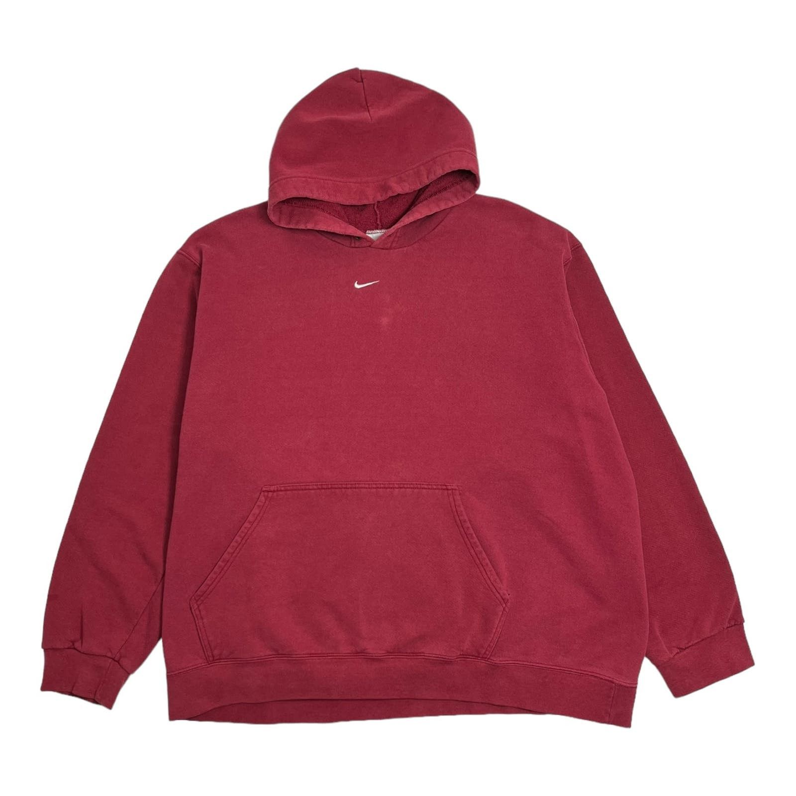 image of Y2K Nike Maroon Centre Swoosh Hoodie 2Xl in Red, Men's