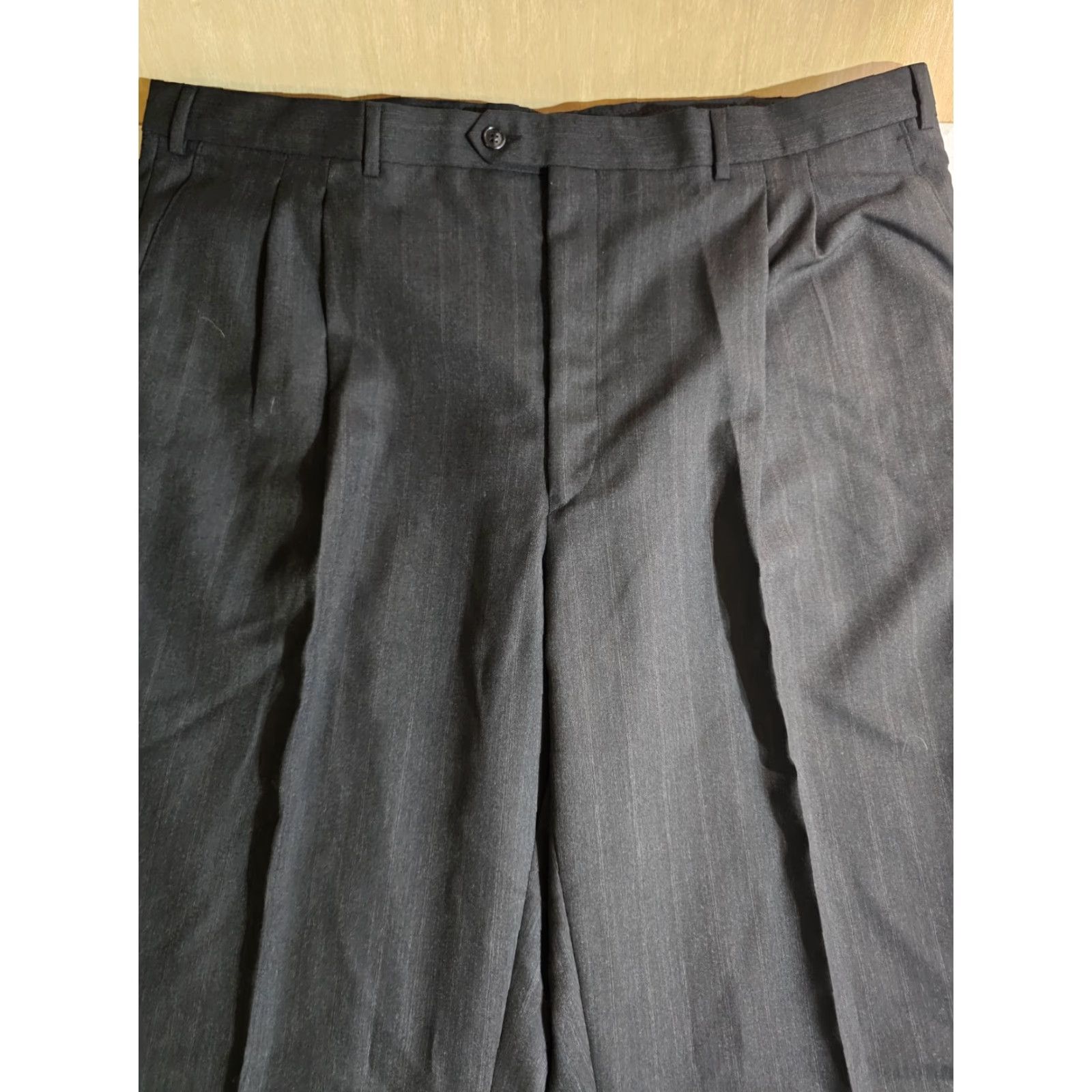Vintage VINTAGE Kilburne & Finch Classic 2 Piece Wool Blend Suit Pin Striped Mens 48L 43W Black NWTs Size 48R - 3 Thumbnail