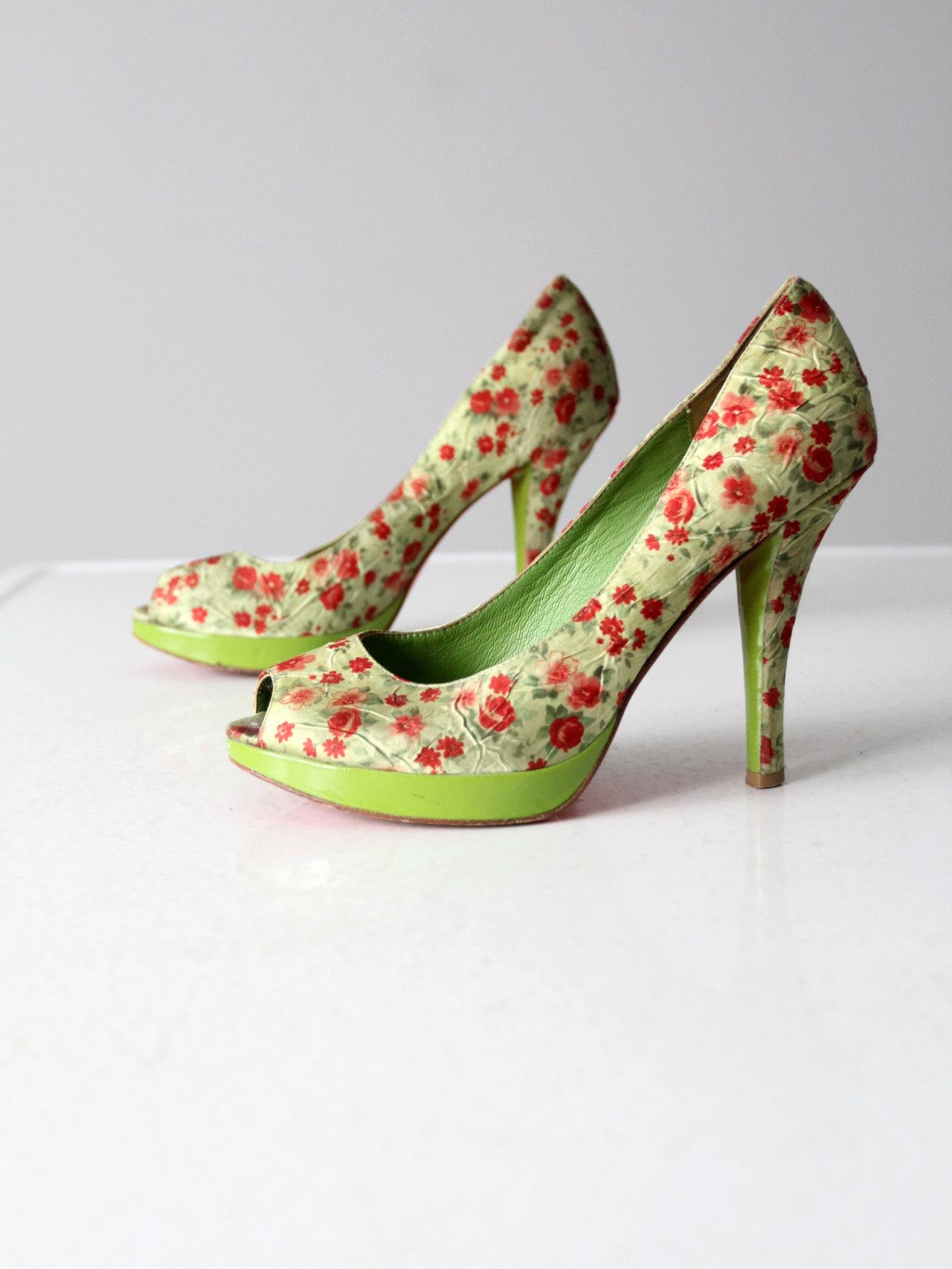 Betsey Johnson Betsey Johnson green floral pumps Size US 8 / IT 38 - 3 Thumbnail