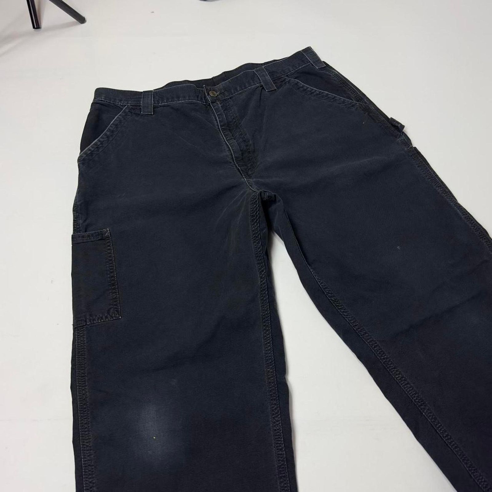 Carhartt × StraightFaded Y2K Carhartt Faded Black Carpenter Wide-Leg Streetwear Pants Size US 36 / EU 52 - 4 Thumbnail