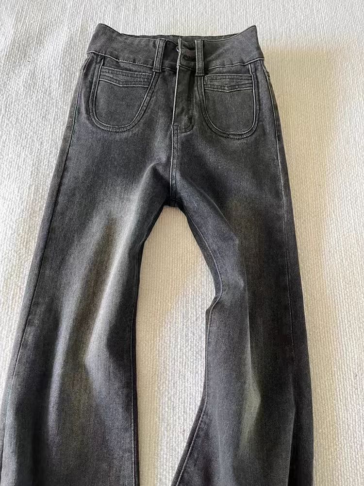Japanese Brand × Jean Street Y2K vintage washed black baggy micro flare jeans Size US 34 / EU 50 - 4 Thumbnail