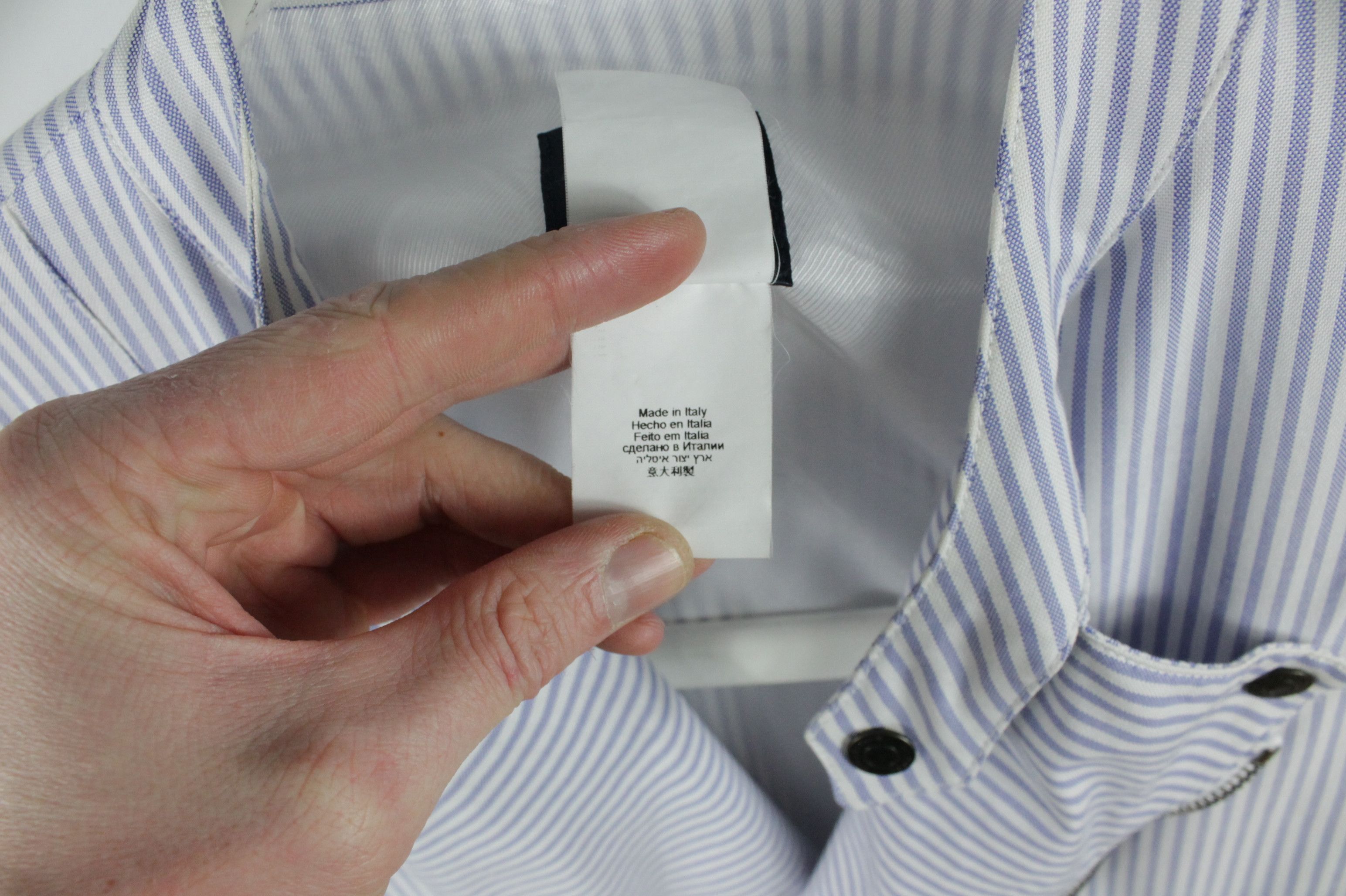 Tommy Hilfiger Hilfiger Collection White/Blue Striped Cotton Biker Jacket Size US L / EU 52-54 / 3 - 6 Thumbnail