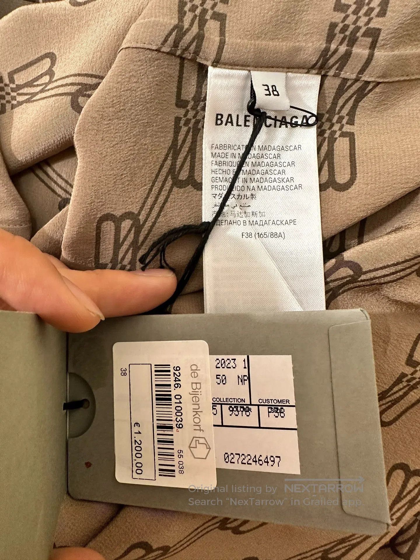 Balenciaga Balenciaga Double B Logo Silk Brown Shirt. Size S / US 4 / IT 40 - 6 Thumbnail