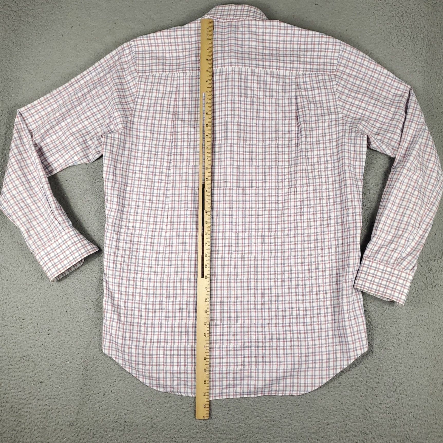 David Donahue David Donahue Shirt Mens 17.5 Red Plaid Dress Button Up Long Sleeve City: Business Casual Workwear Wedding 100% Cotton Shirt Mens Size 48R - 4 Thumbnail