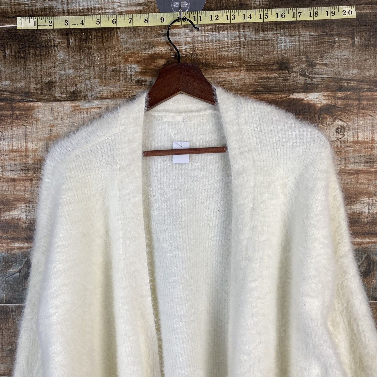 Japanese Brand DL GU White Cardigan Fur shaggy Knitwear #C1089 Size L / US 10 / IT 46 - 4 Thumbnail