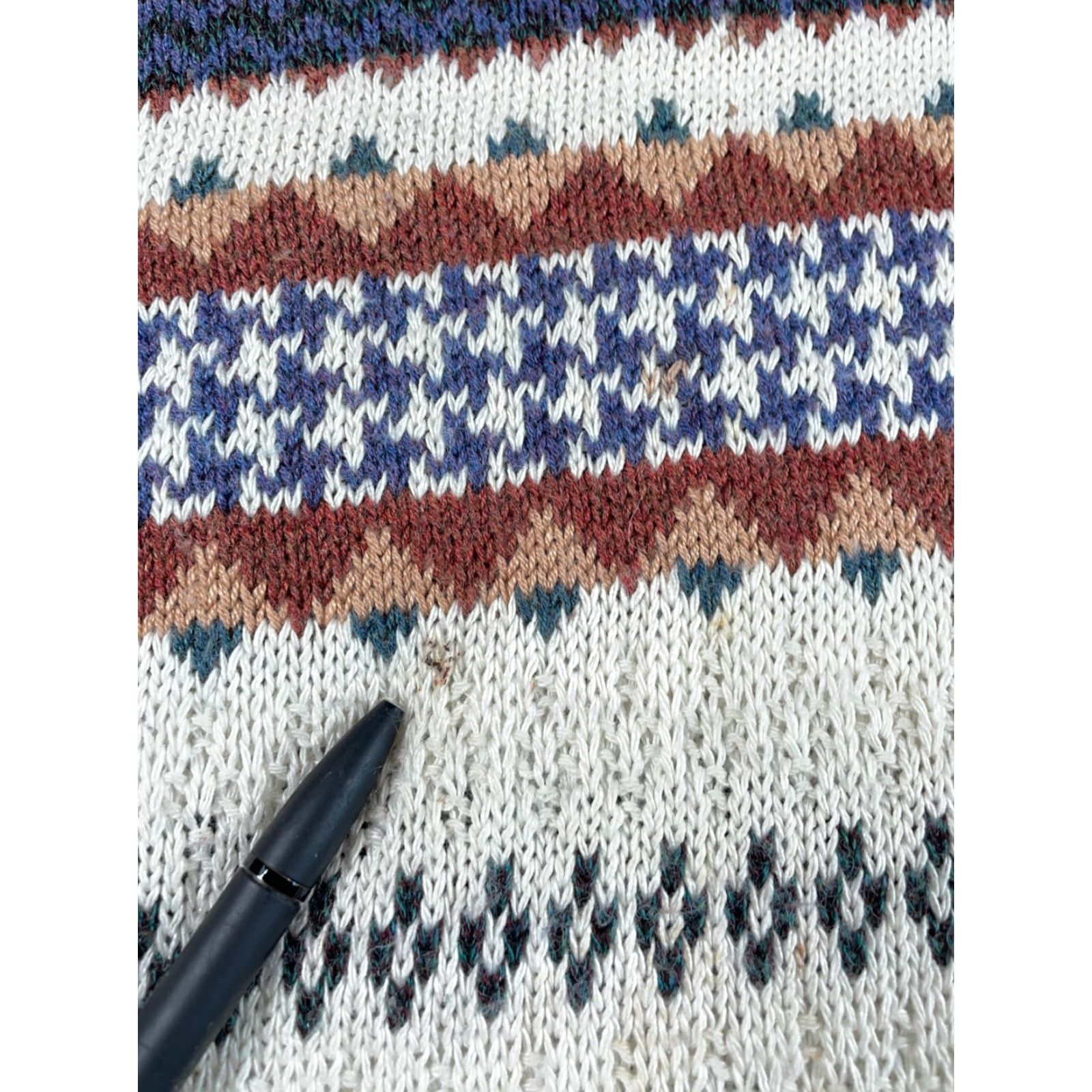 Vintage VINTAGE Old Glory Sweater Men's XL Ivory Fair Isle Crewneck Chunky-Knit Cotton Knit VTG 90s Size US XL / EU 56 / 4 - 6 Thumbnail