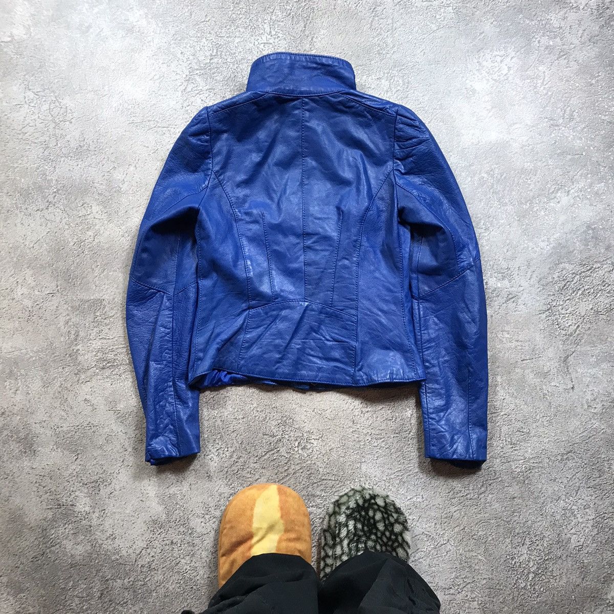 Genuine Leather Vintage Y2K Blue Bunny Ears Jacket Streetwear Grunge Baggy S Size S / US 4 / IT 40 - 6 Thumbnail