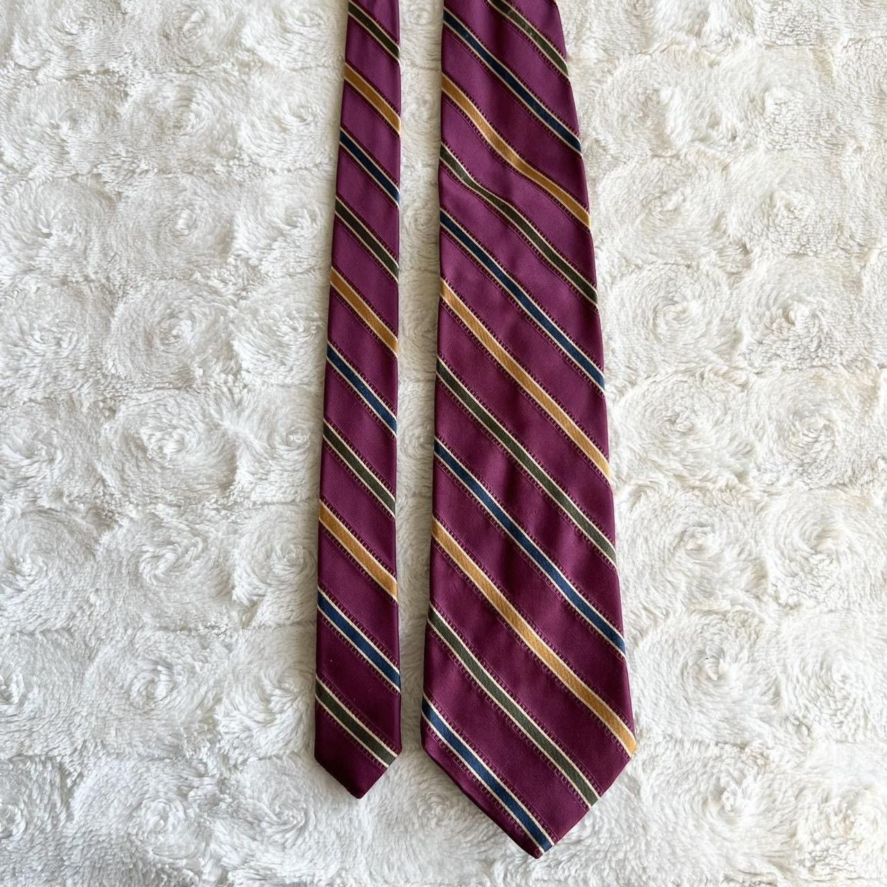 Jos. A. Bank Vintage Jos A Bank Necktie Men Purple Silk Regimental Stripe Size ONE SIZE - 1 Thumbnail