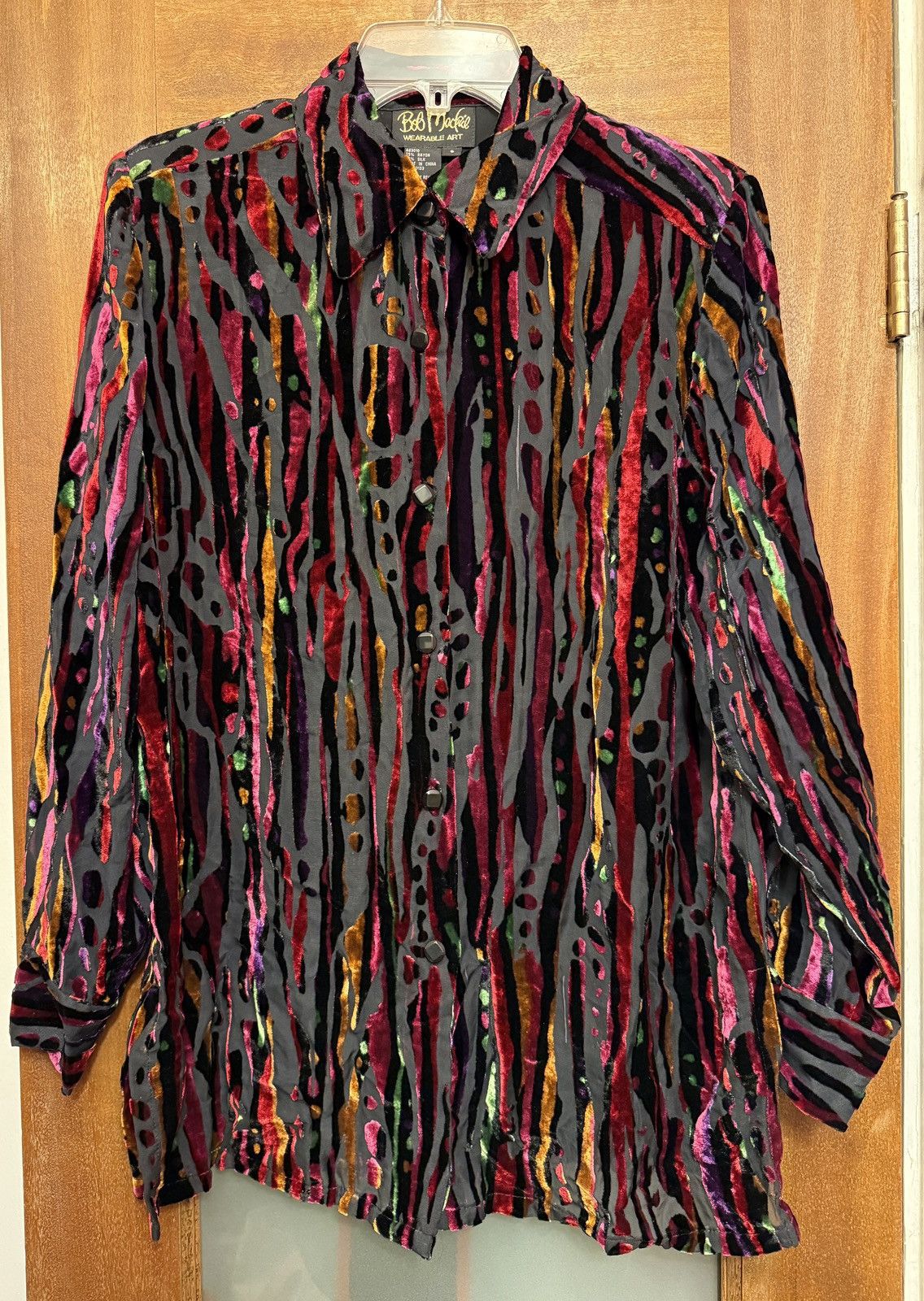 Bob Mackie Bob Mackie Reds Velour Vintage Button Down LS Sheer Blouse Size S / US 4 / IT 40 - 1 Thumbnail