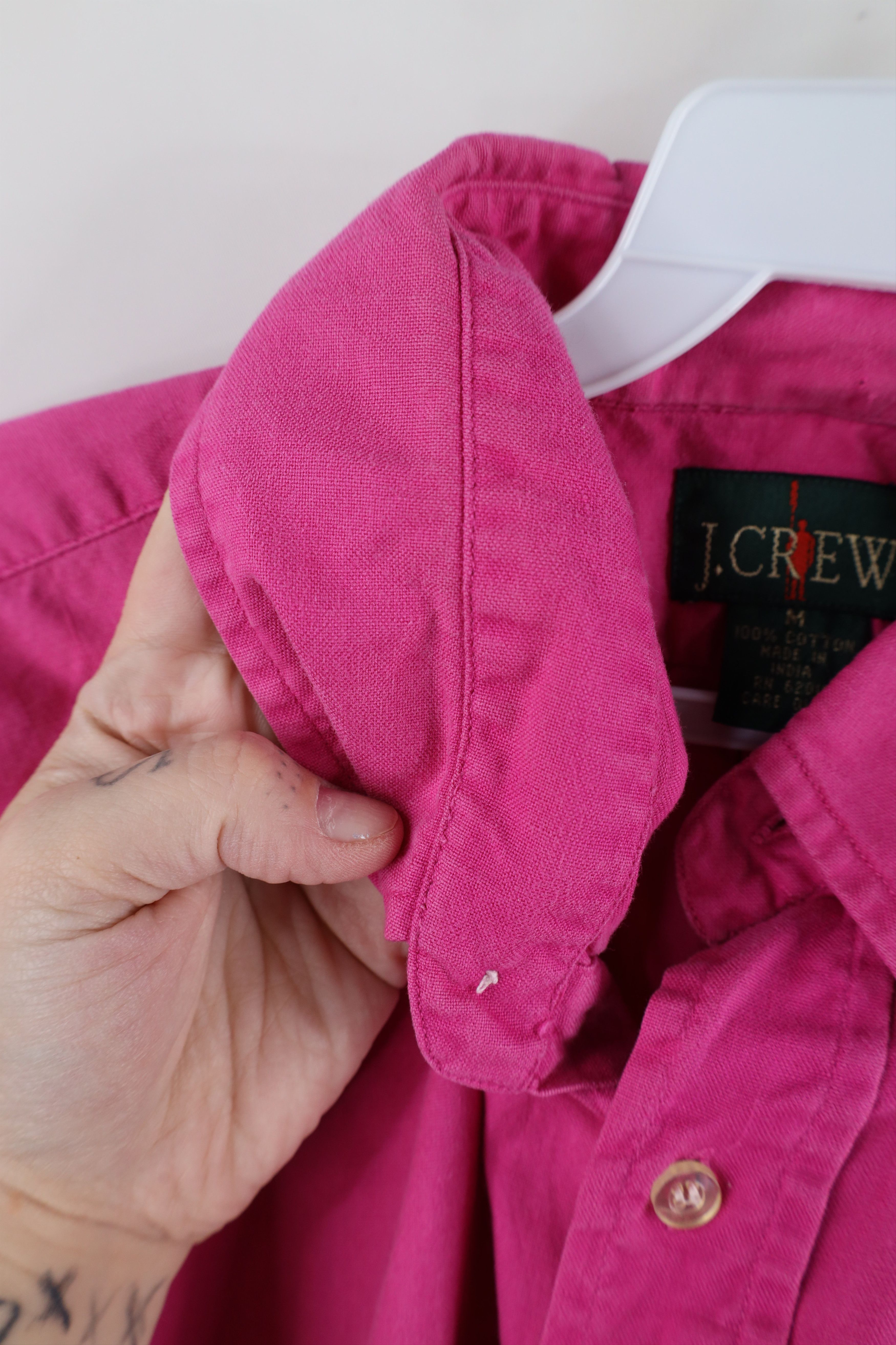 J.Crew × Vintage Vintage 90s J Crew Short Sleeve Button Down Shirt Pink Size US M / EU 48-50 / 2 - 10 Thumbnail