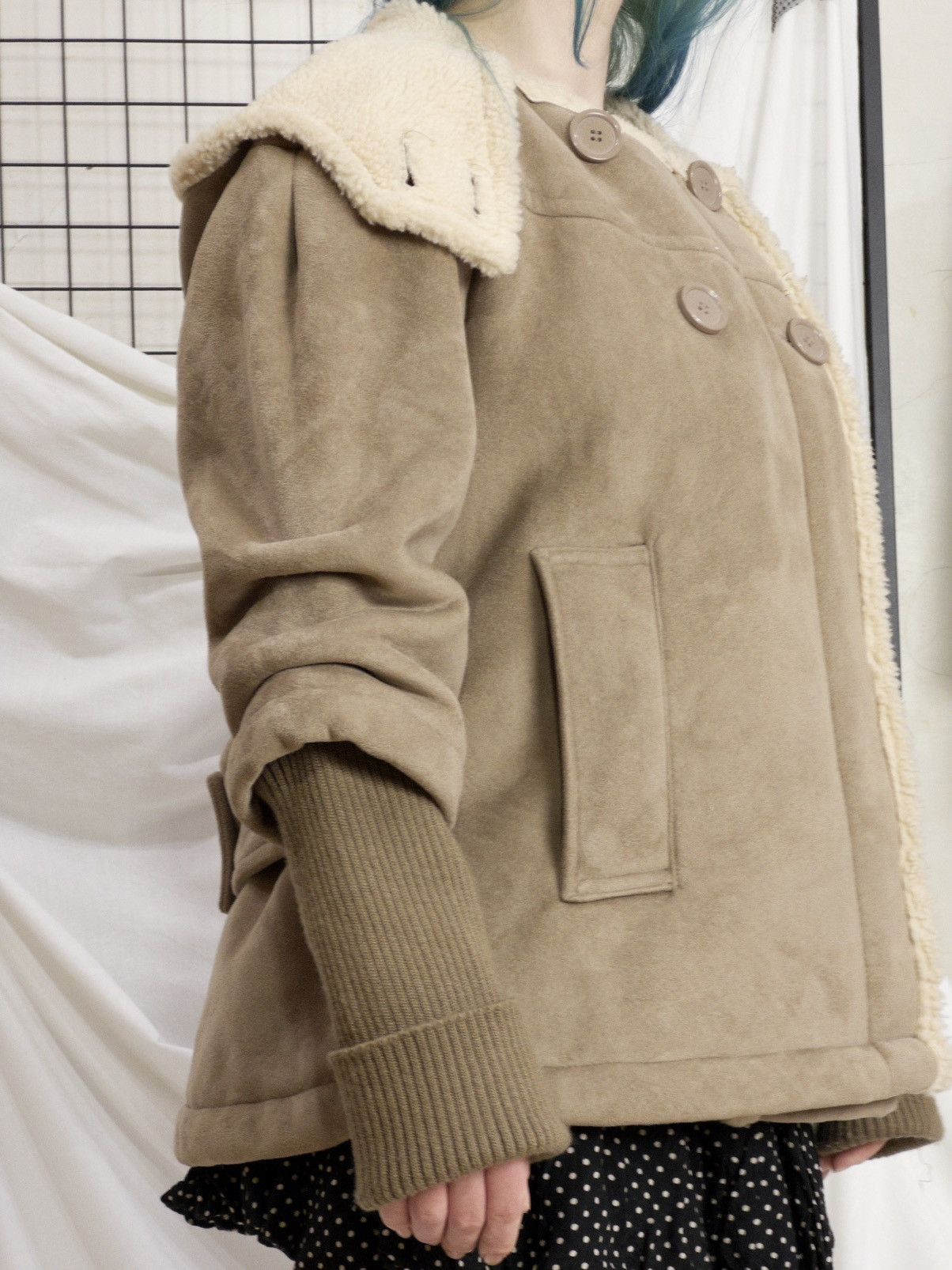 Vintage Faux shearling hooded coat in beige mori kei softcore Size M / US 6-8 / IT 42-44 - 16 Thumbnail
