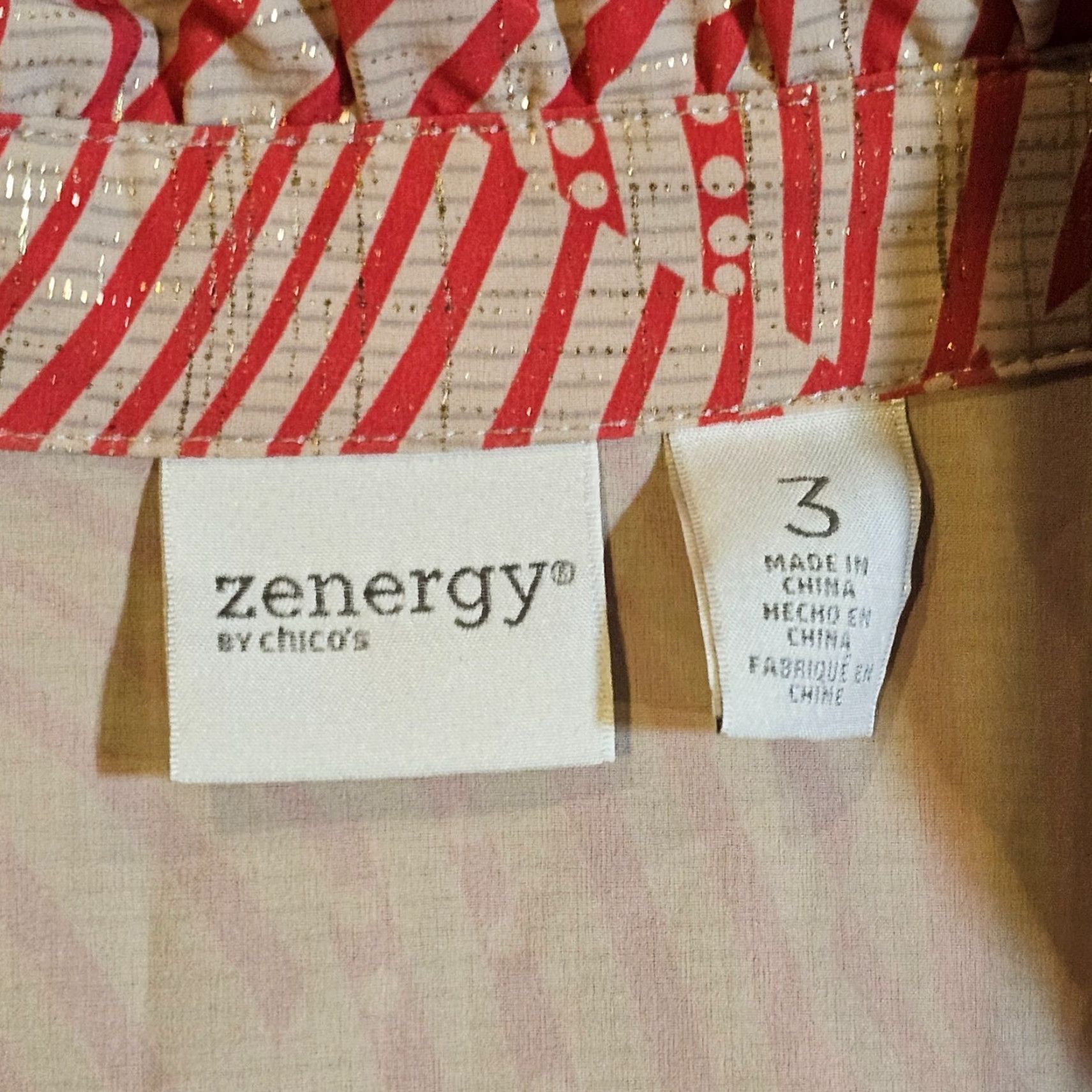 Vintage Chicos Zenergy Jacket Womens XL Red Gold Full Zip 3/4 Sleeve Casual Golf Jacket Women XL Red Gold Full Zip 3/4 Sleeve Casual Golf Size XL / US 12-14 / IT 48-50 - 3 Thumbnail