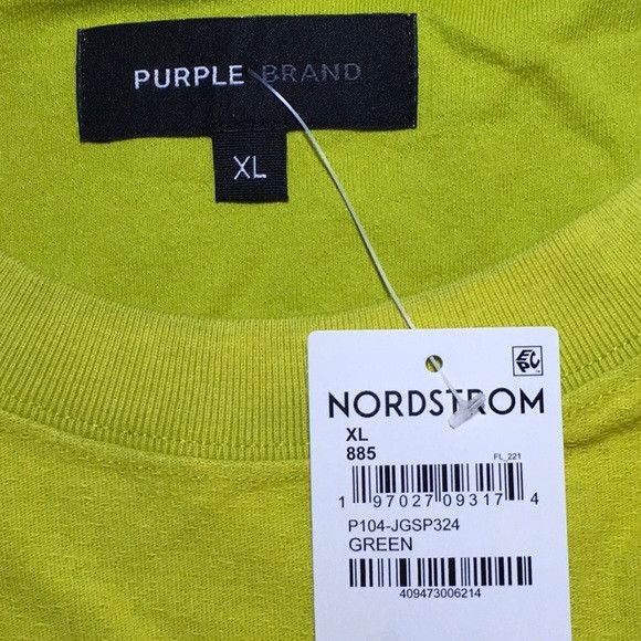 Purple Brand NWT PURPLE BRAND Logo T-Shirt in Bright Green Cotton (sz XL) Size US XL / EU 56 / 4 - 7 Thumbnail