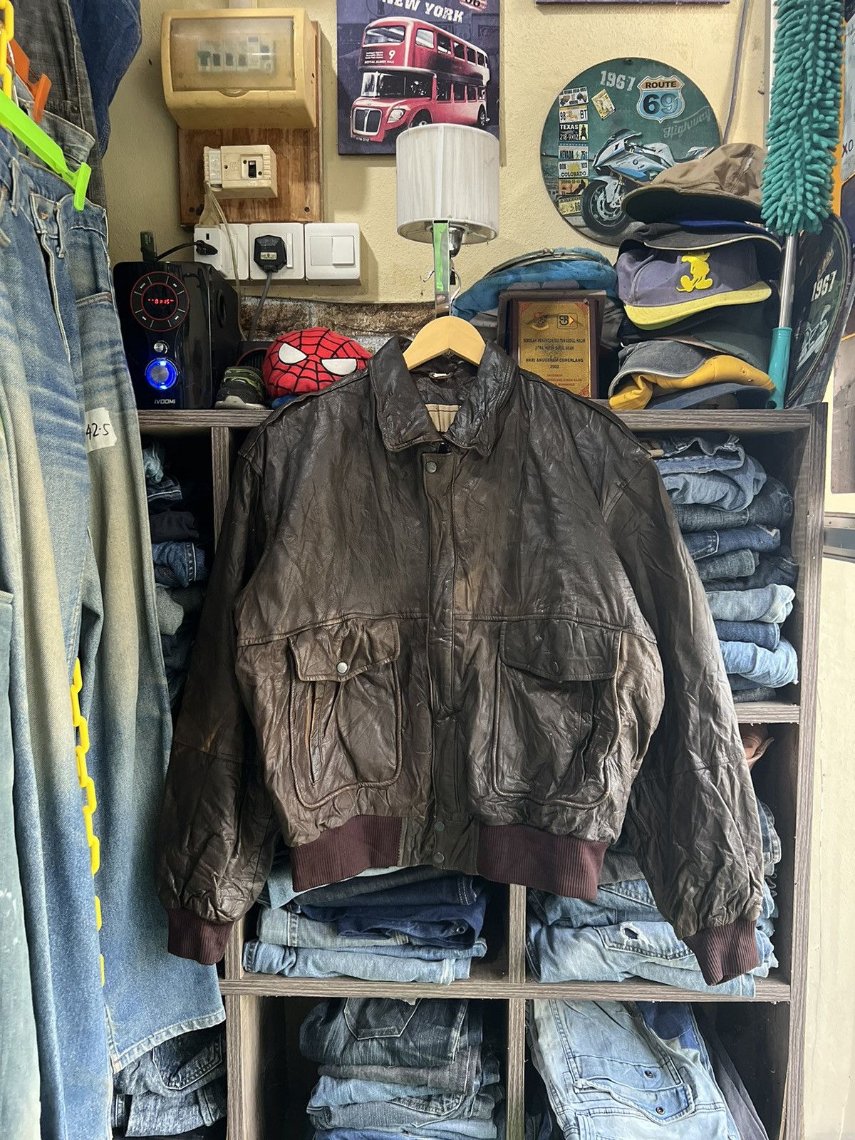 Genuine Leather 🔥Vintage Unknown Brand Real Leather Jacket Size US XL / EU 56 / 4 - 2 Thumbnail