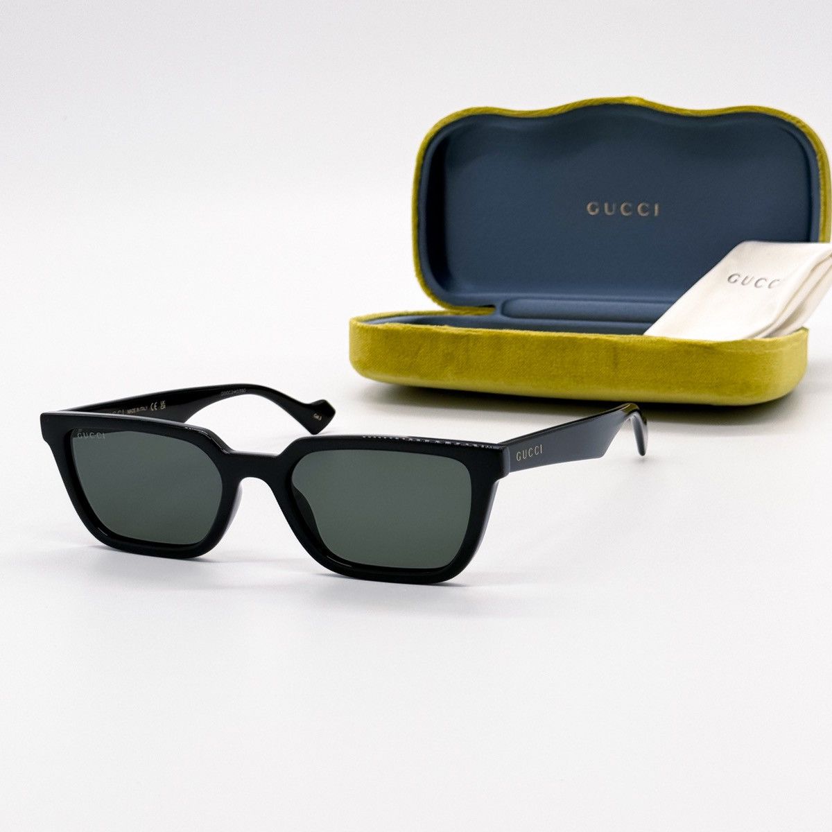 image of New Gucci Gg1539S 001 Cat Eye Black Grey Unisex Sunglasses, Women's
