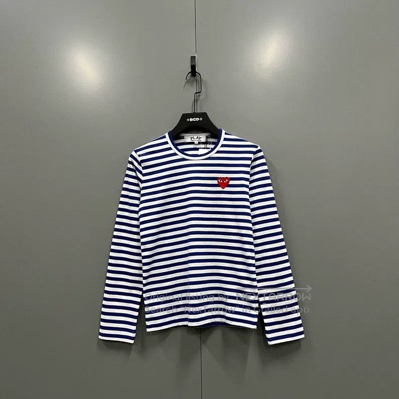 Comme des Garcons Comme Des Garcons Blue and white striped love embroidery l Size M / US 6-8 / IT 42-44 - 1 Thumbnail