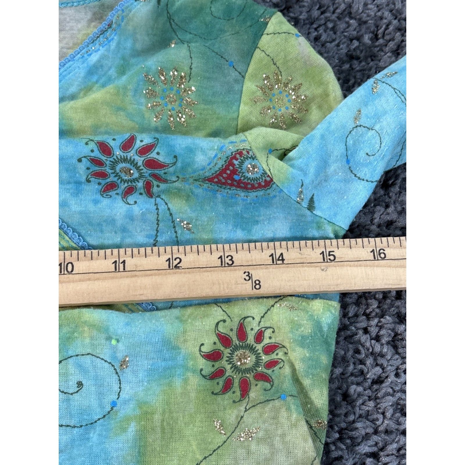Vintage VINTAGE Long Sleeve Shirt Womens Medium Green Floral Sheer 90s Fairy Boho V-Neck Blouse M Womens Green Floral 90s Fairy Size M / US 6-8 / IT 42-44 - 3 Thumbnail